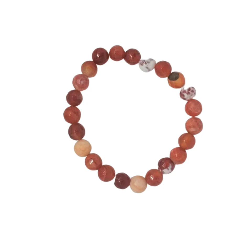 Fire Agate Beaded Stretch Bracelet
