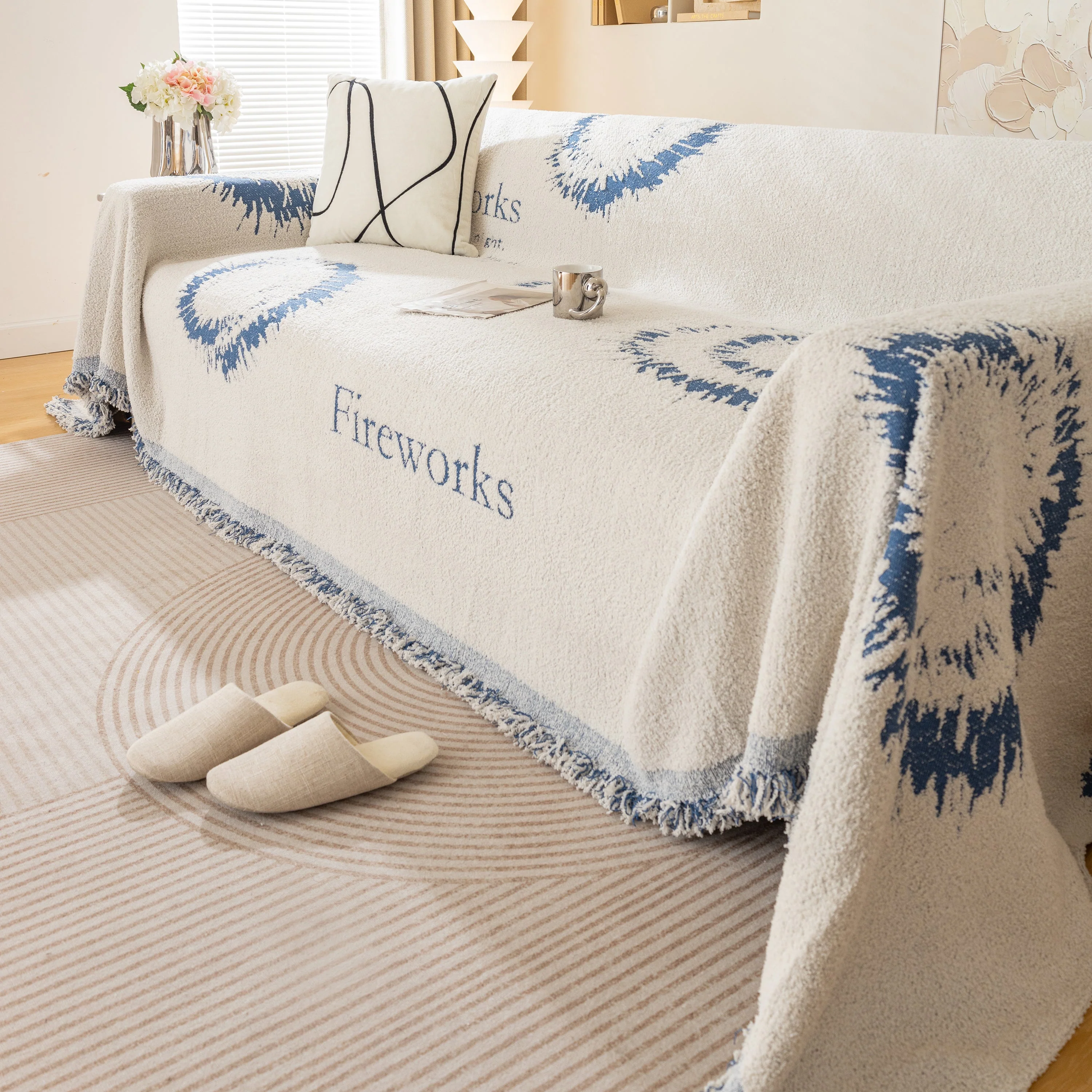 Fireworks Reversible Couch Cover Blankets Furniture Covers Washable Sectional Couch Covers - Image 87