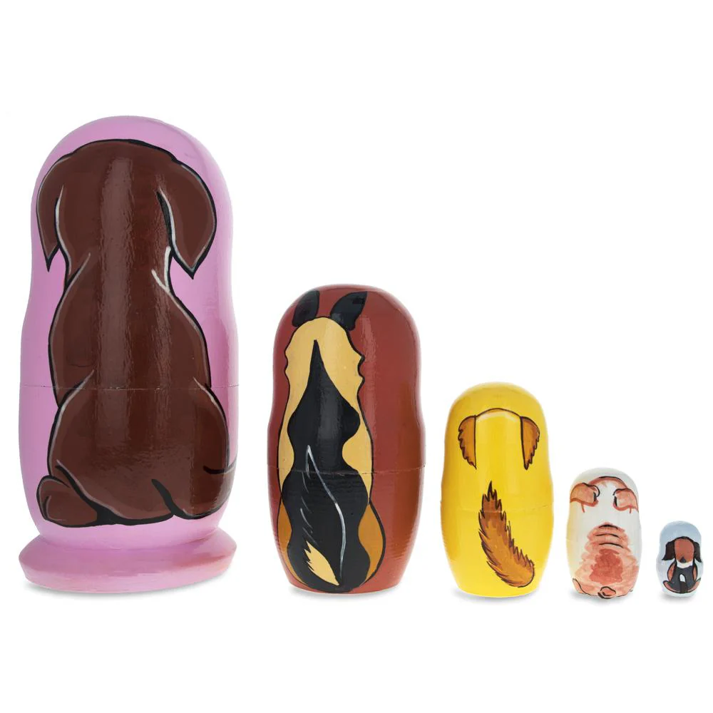 Five Dogs Wooden Nesting Dolls 5.75 Inches - Image 3