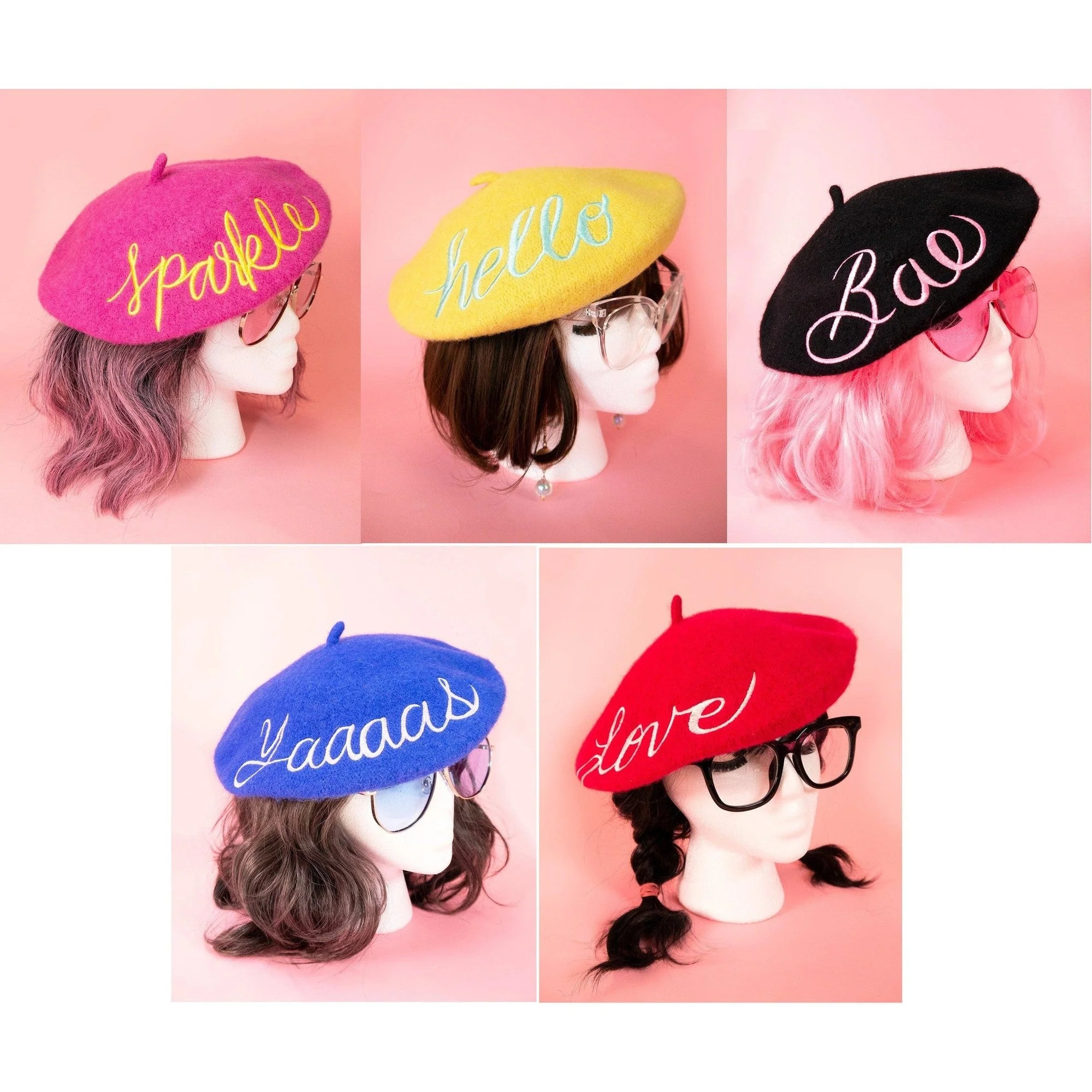 FLASH SALE: Embroidered Berets in 5 Fun Colors and Sayings | Wool and Nylon - Image 2