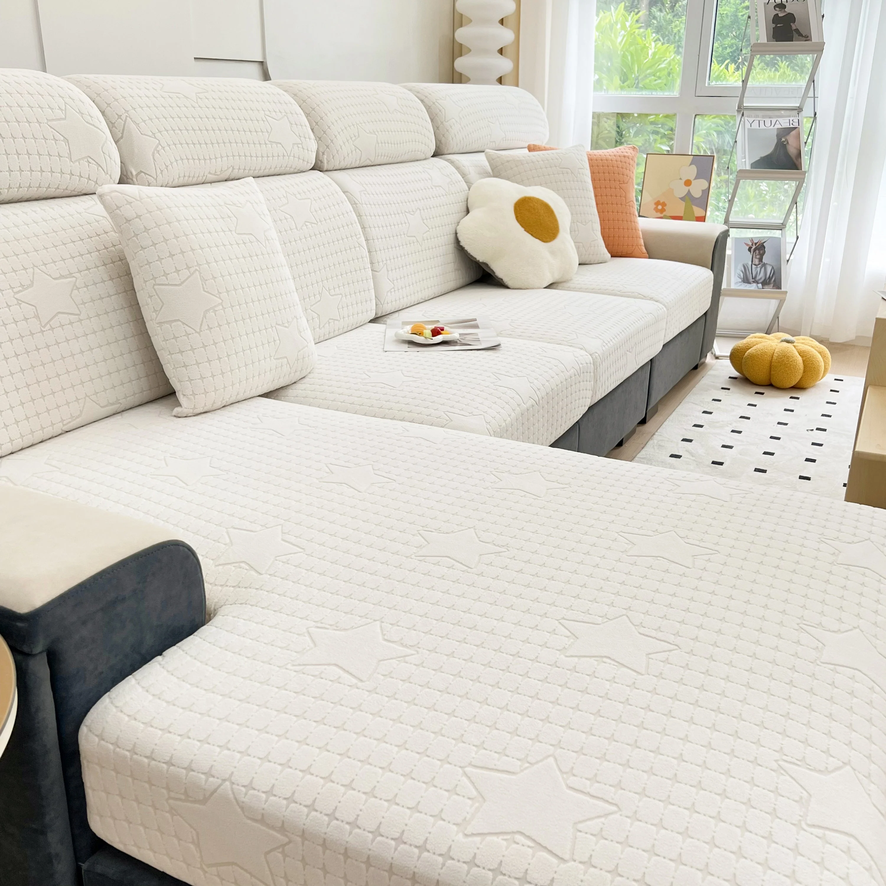 Fleece Fabric Cushion Covers for Sectional Sofas and L-Shaped Couch, Stretch Washable Sofa Seat Covers - Image 102