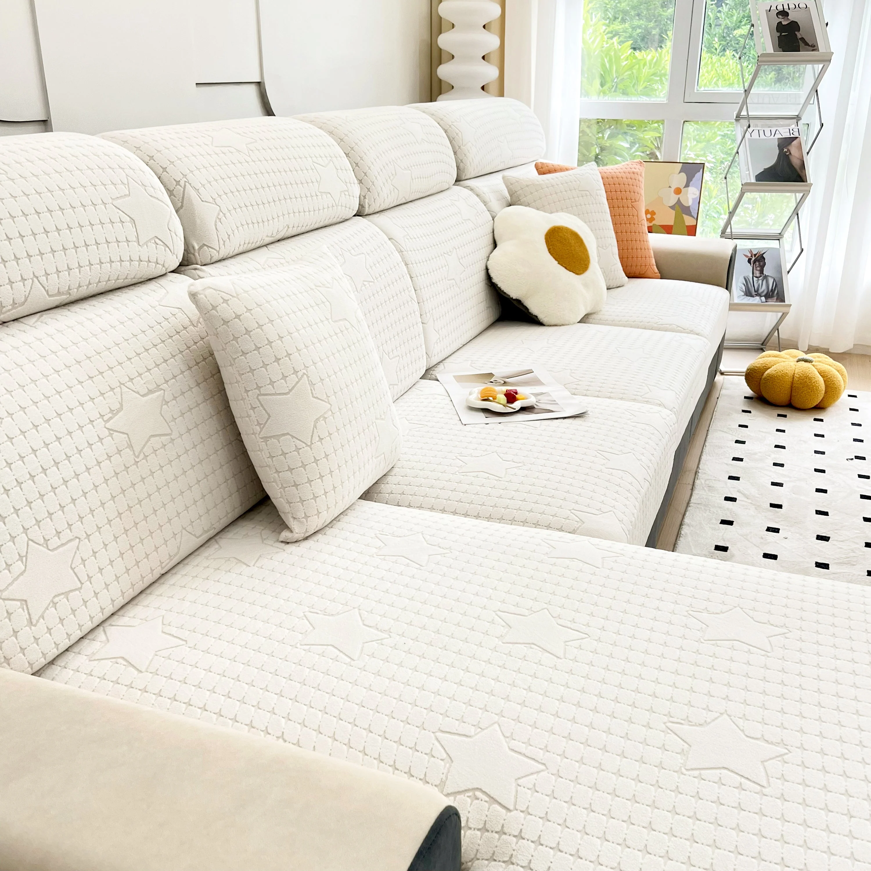Fleece Fabric Cushion Covers for Sectional Sofas and L-Shaped Couch, Stretch Washable Sofa Seat Covers - Image 103