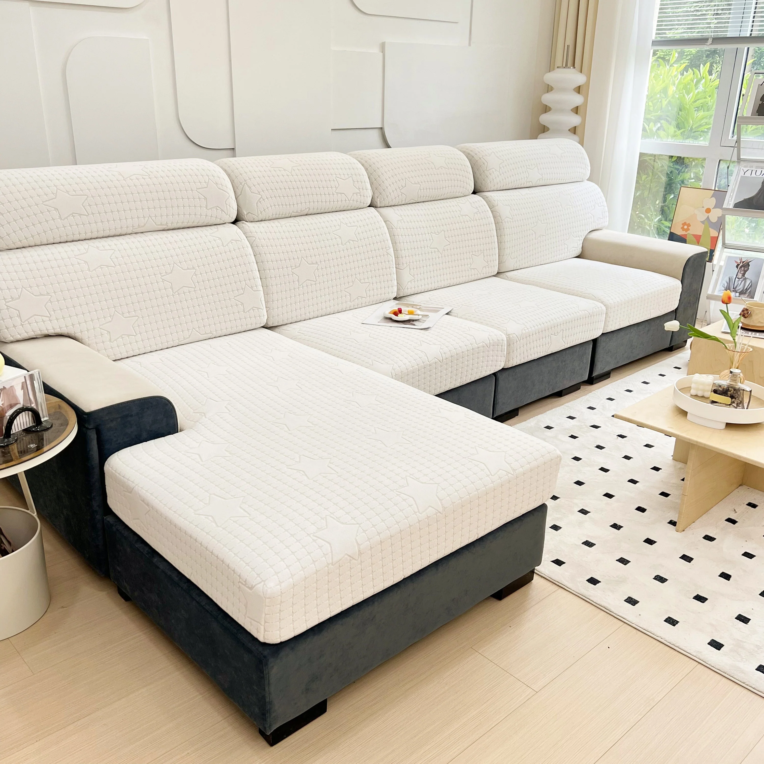 Fleece Fabric Cushion Covers for Sectional Sofas and L-Shaped Couch, Stretch Washable Sofa Seat Covers - Image 107