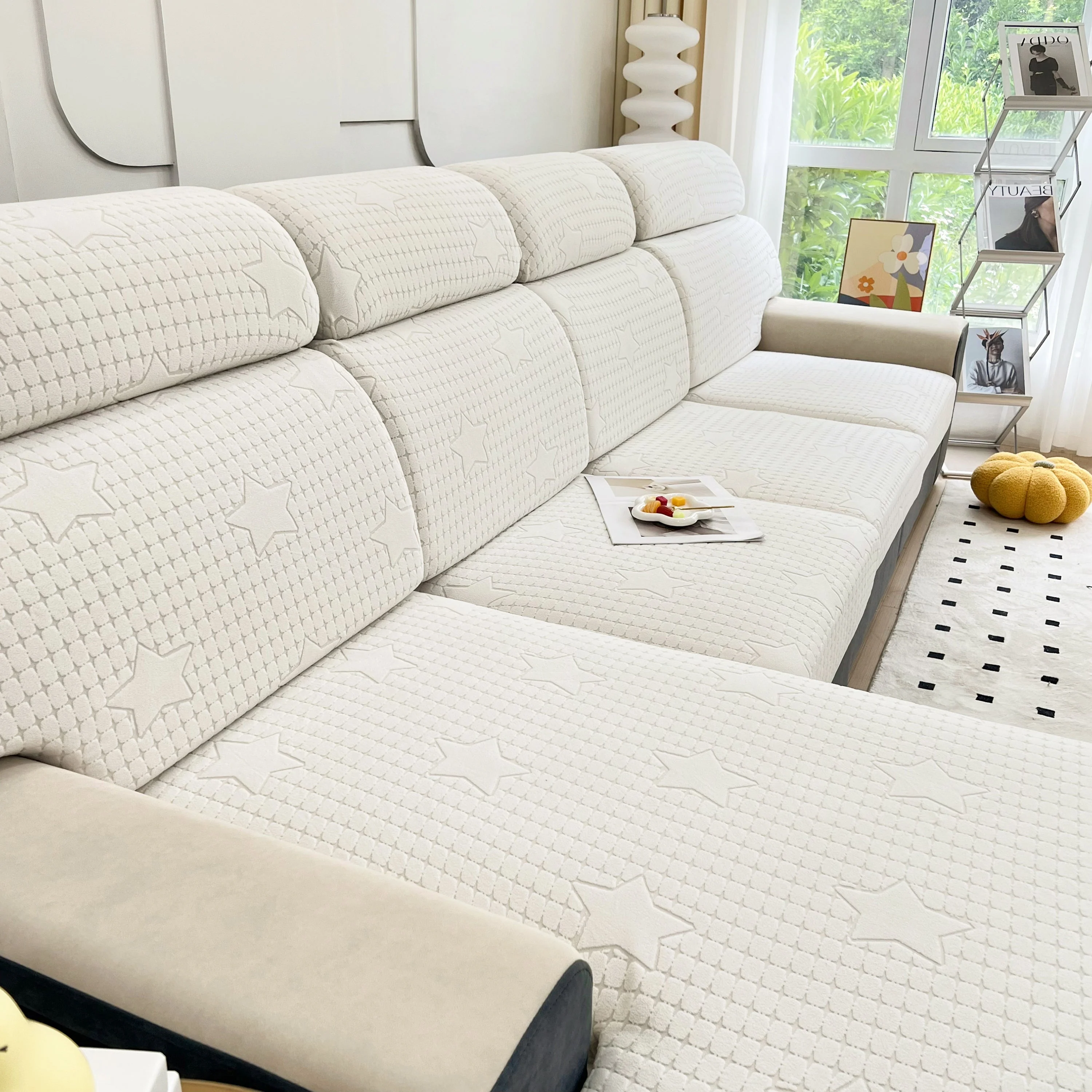 Fleece Fabric Cushion Covers for Sectional Sofas and L-Shaped Couch, Stretch Washable Sofa Seat Covers - Image 110