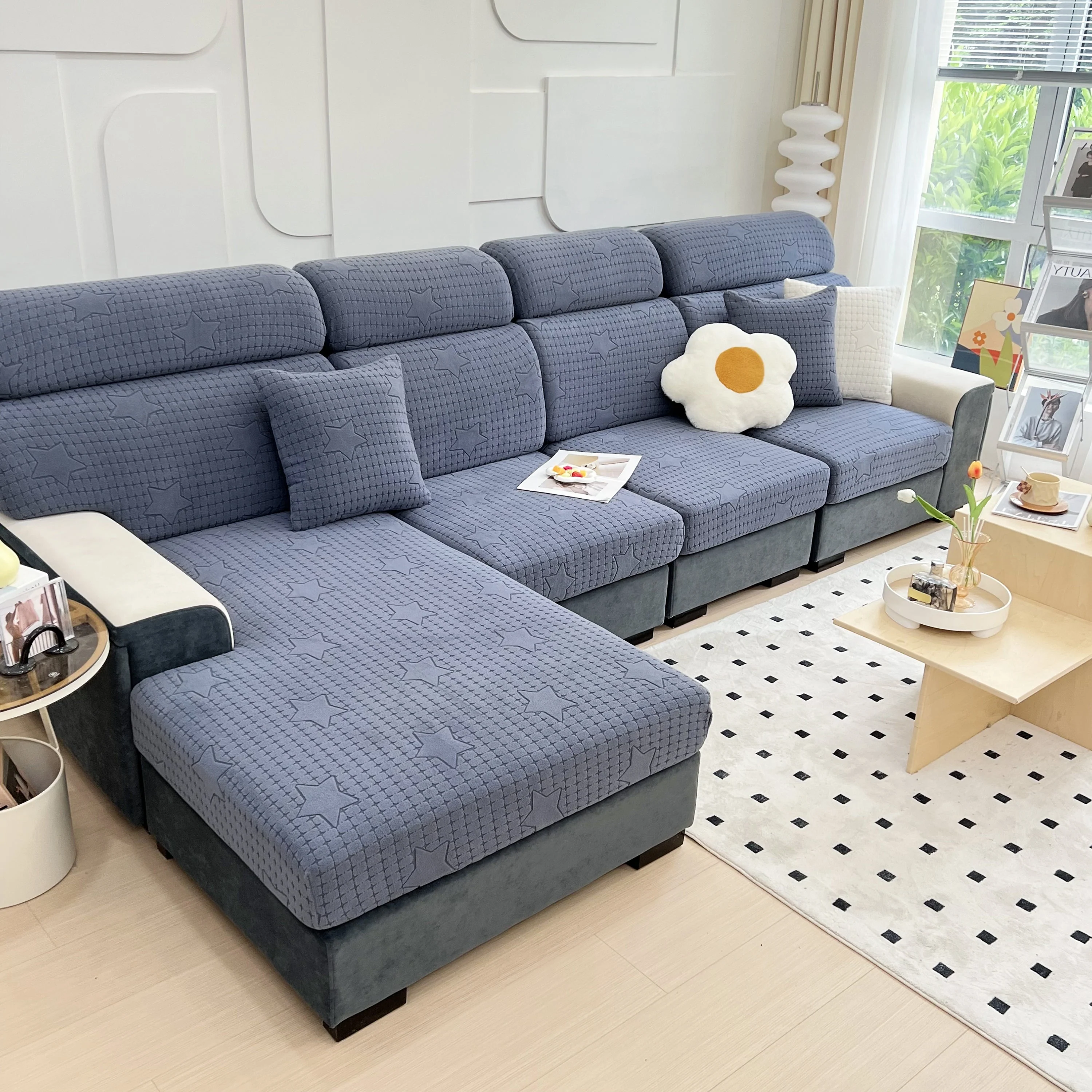 Fleece Fabric Cushion Covers for Sectional Sofas and L-Shaped Couch, Stretch Washable Sofa Seat Covers - Image 122