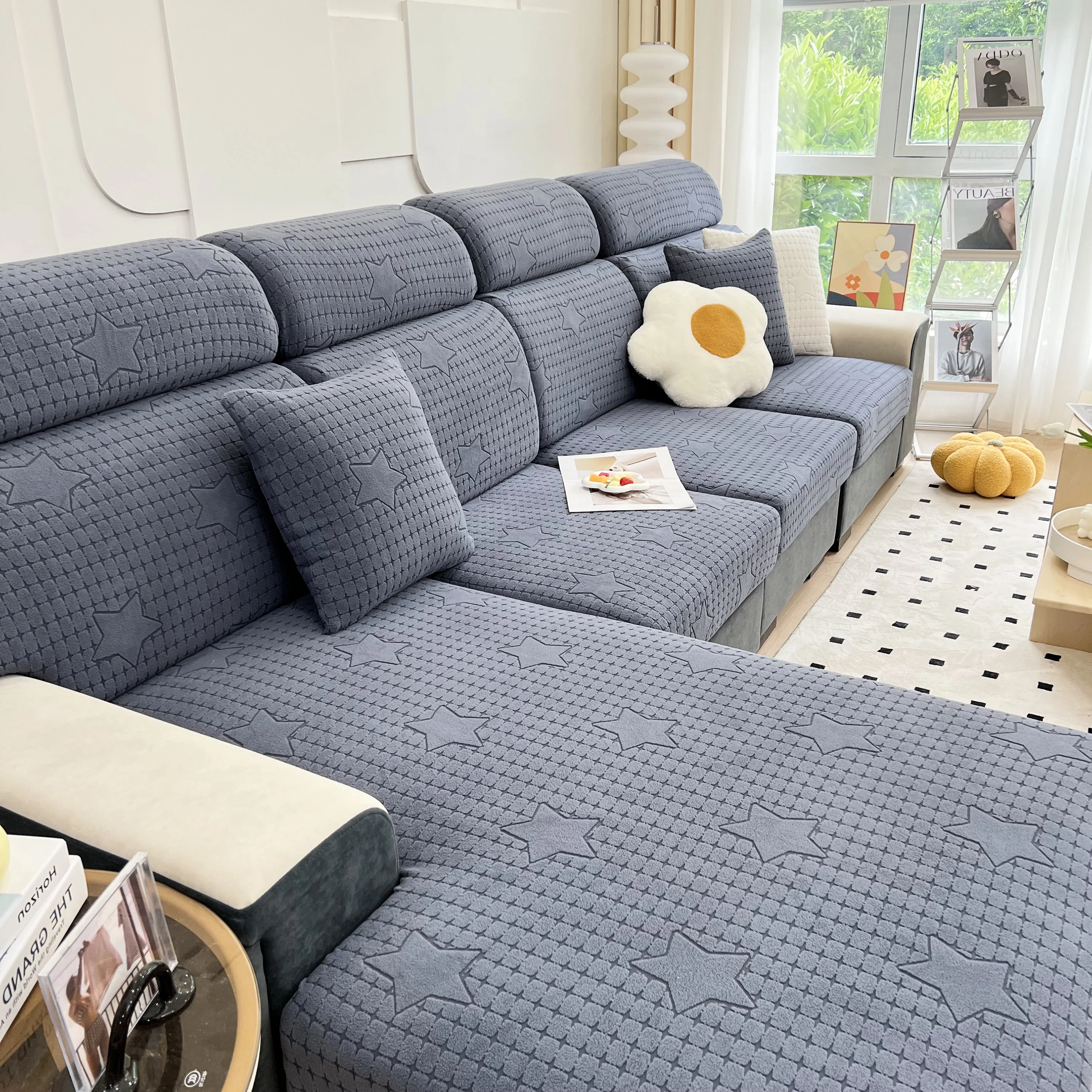 Fleece Fabric Cushion Covers for Sectional Sofas and L-Shaped Couch, Stretch Washable Sofa Seat Covers - Image 124