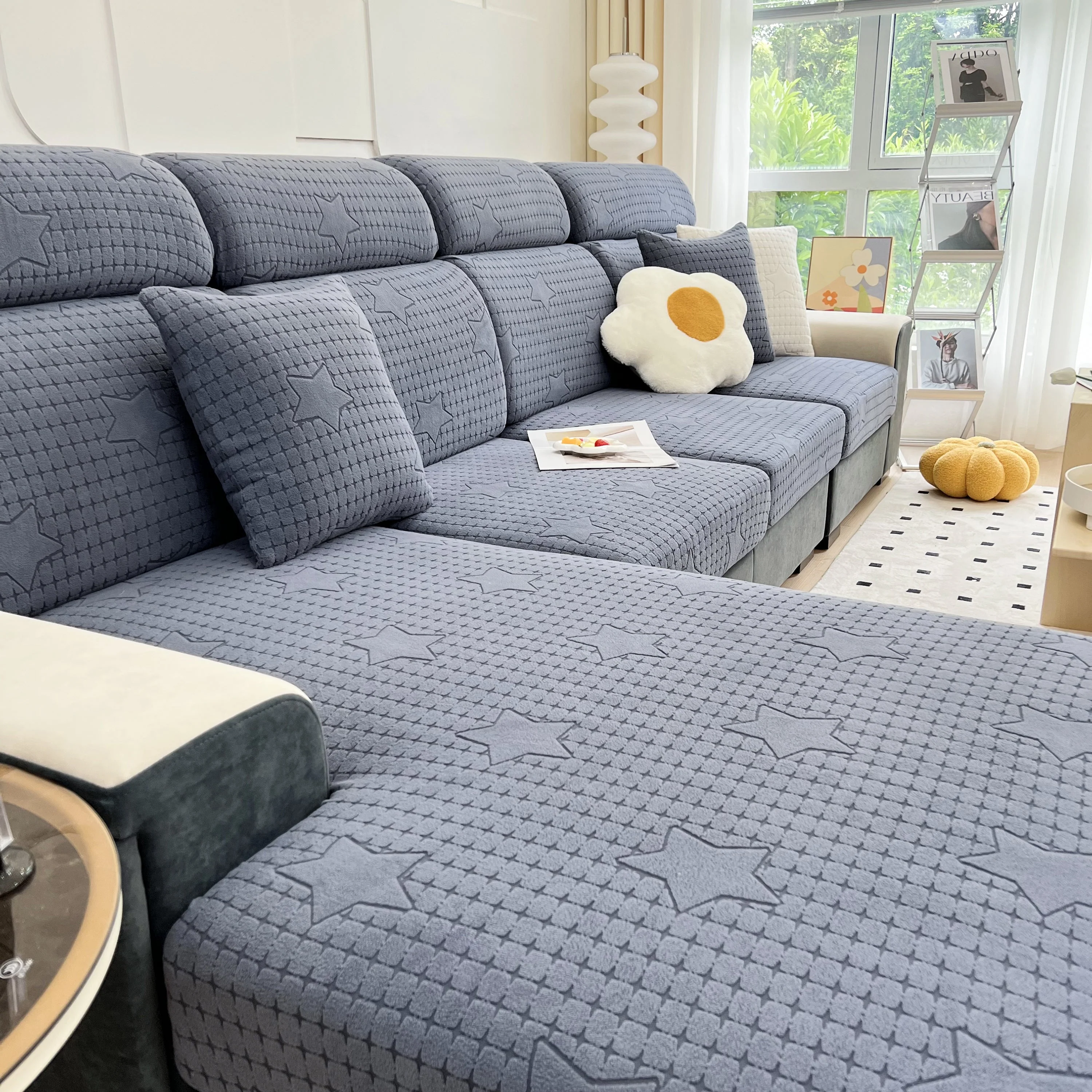 Fleece Fabric Cushion Covers for Sectional Sofas and L-Shaped Couch, Stretch Washable Sofa Seat Covers - Image 126