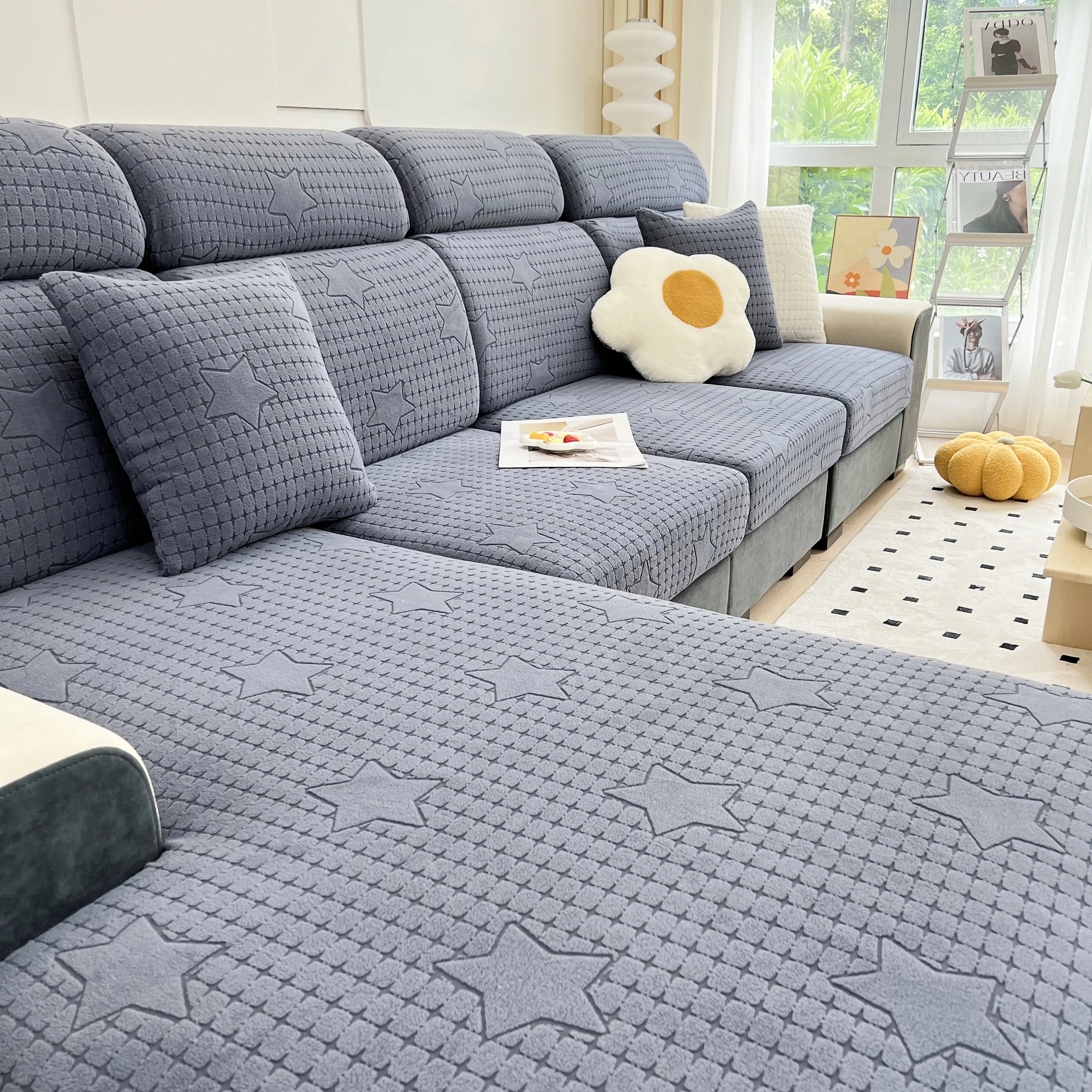 Fleece Fabric Cushion Covers for Sectional Sofas and L-Shaped Couch, Stretch Washable Sofa Seat Covers - Image 127