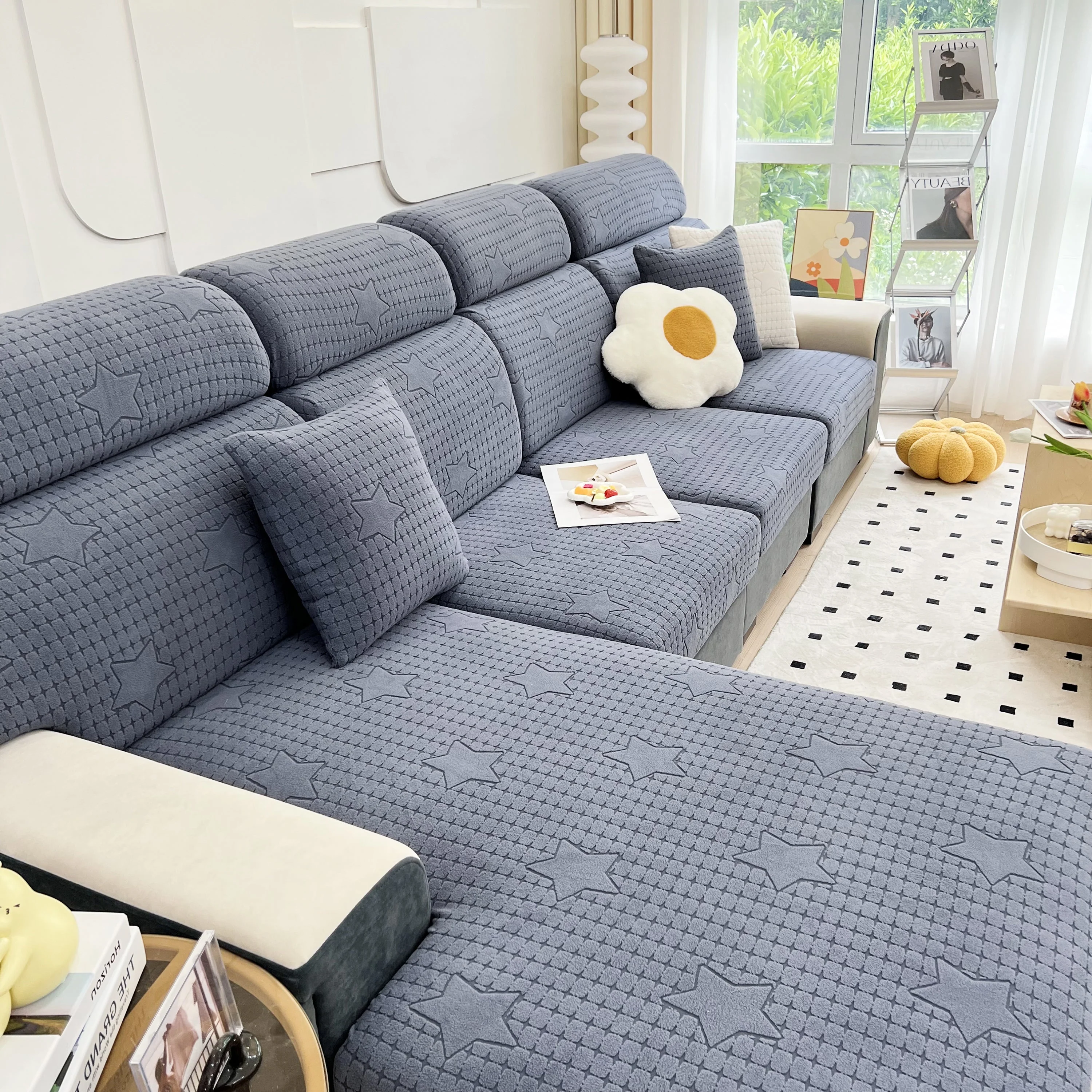 Fleece Fabric Cushion Covers for Sectional Sofas and L-Shaped Couch, Stretch Washable Sofa Seat Covers - Image 129