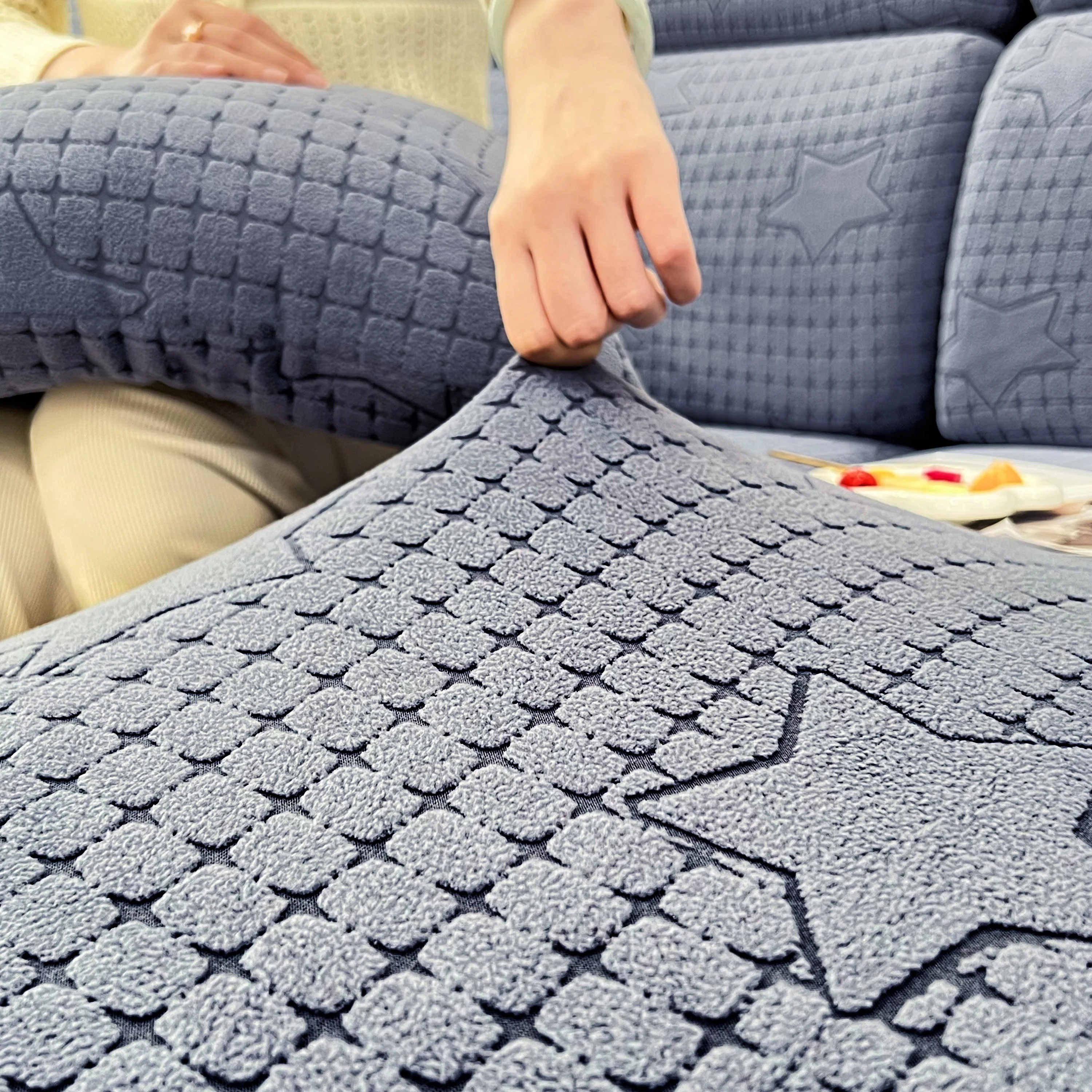 Fleece Fabric Cushion Covers for Sectional Sofas and L-Shaped Couch, Stretch Washable Sofa Seat Covers - Image 131