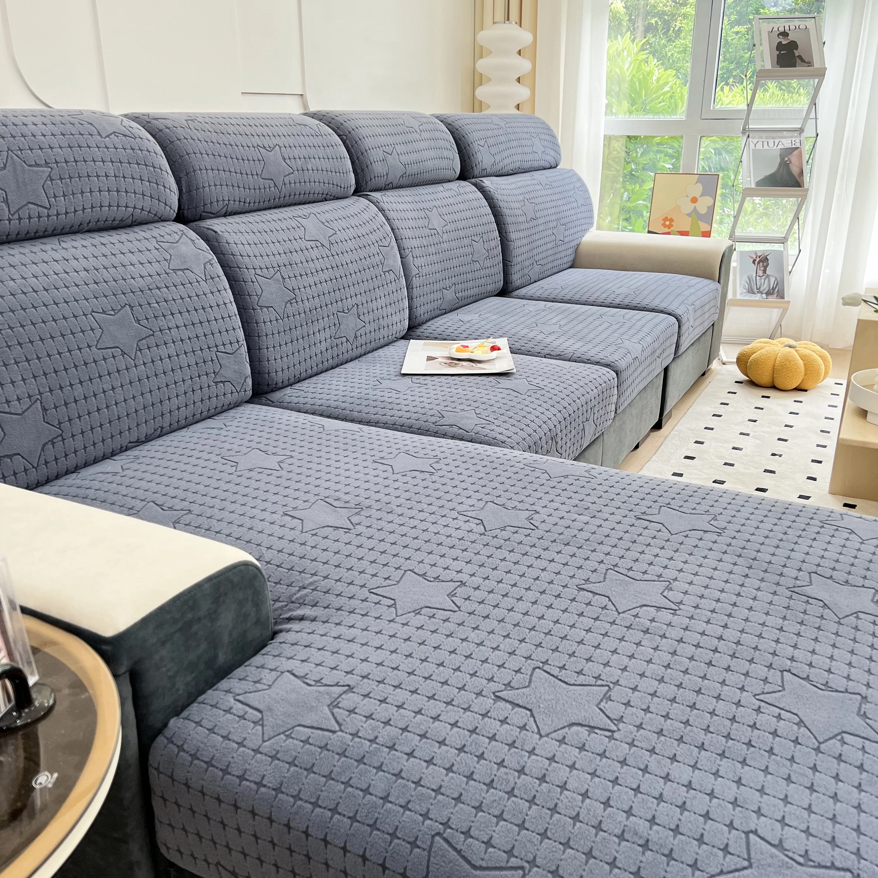Fleece Fabric Cushion Covers for Sectional Sofas and L-Shaped Couch, Stretch Washable Sofa Seat Covers - Image 134