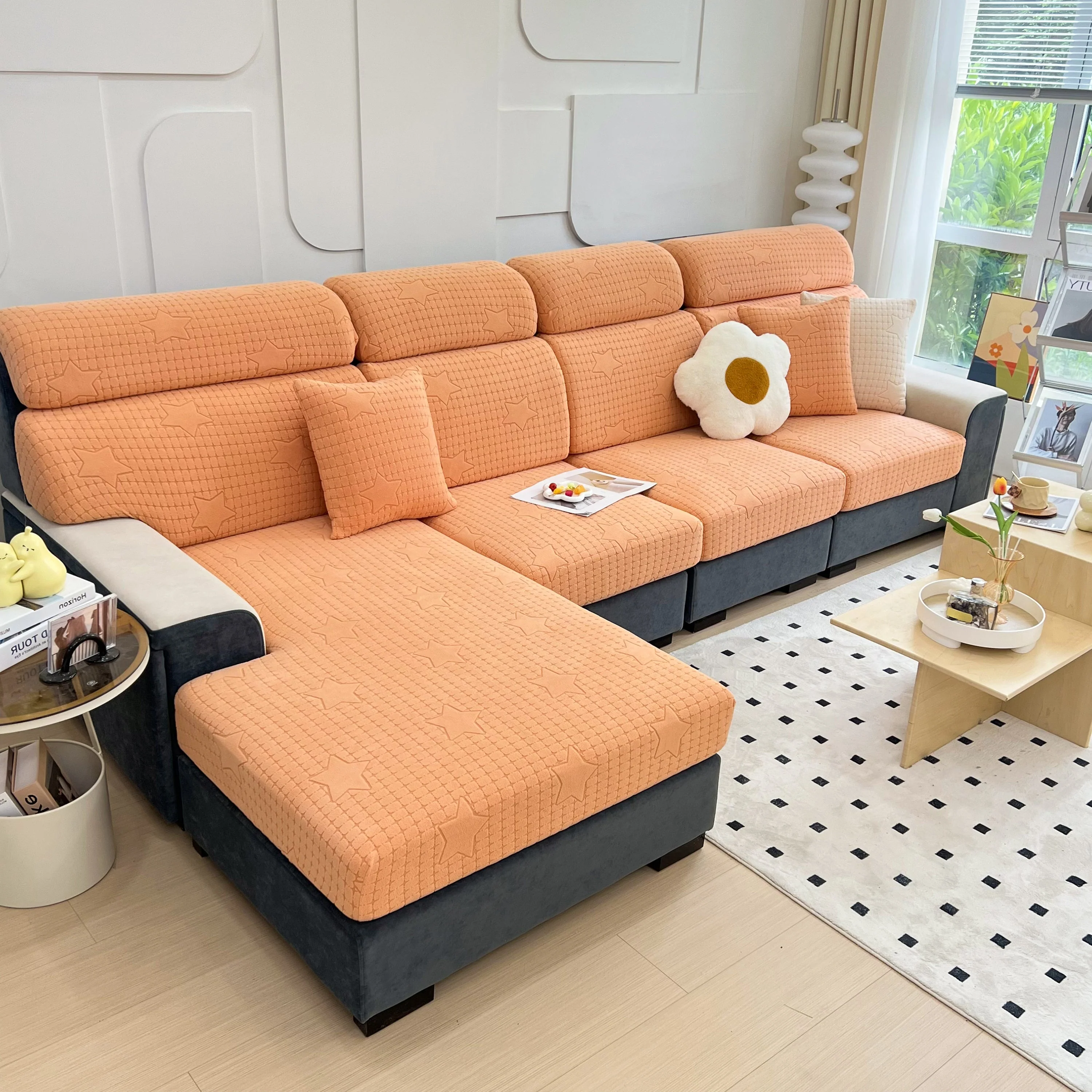 Fleece Fabric Cushion Covers for Sectional Sofas and L-Shaped Couch, Stretch Washable Sofa Seat Covers - Image 147