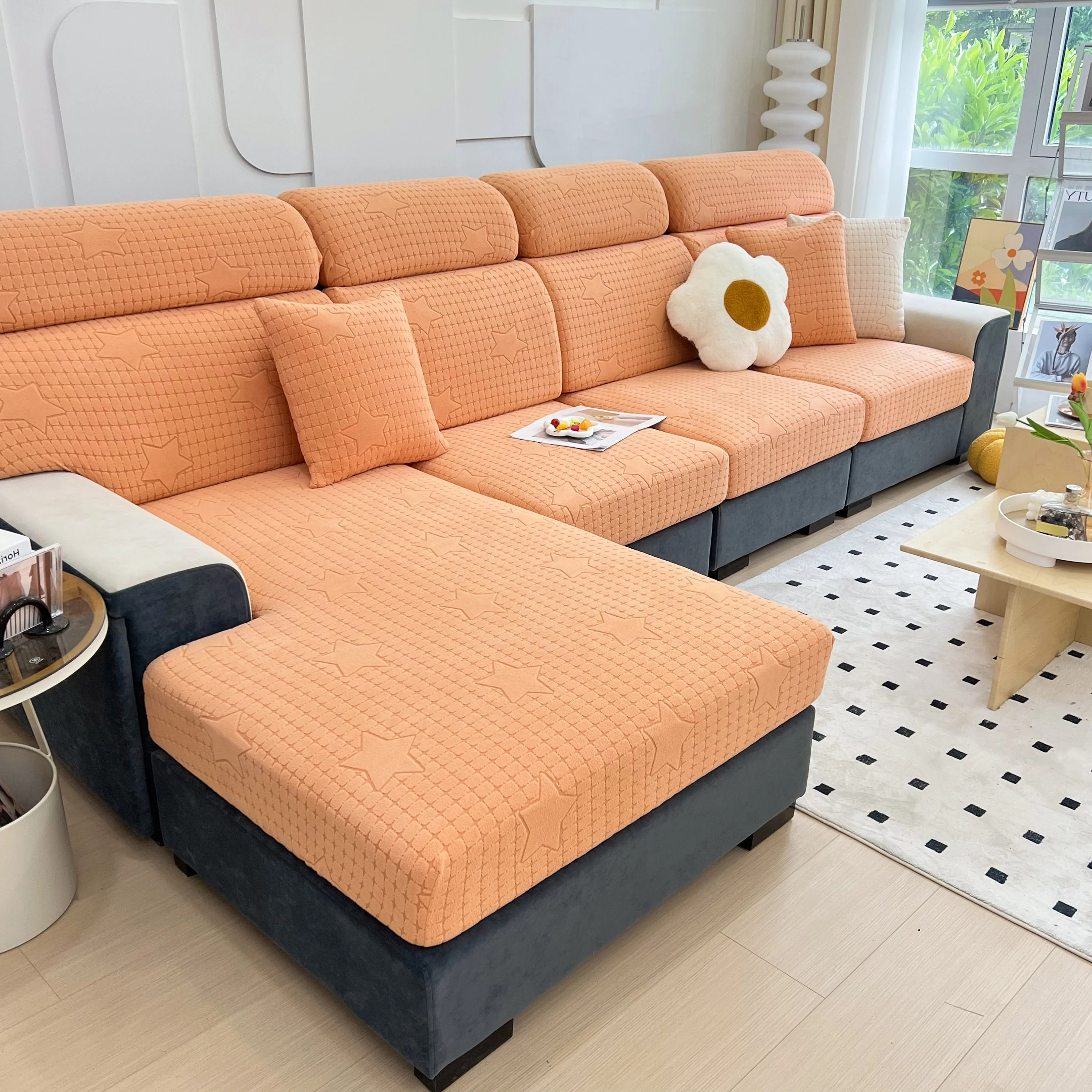 Fleece Fabric Cushion Covers for Sectional Sofas and L-Shaped Couch, Stretch Washable Sofa Seat Covers - Image 148