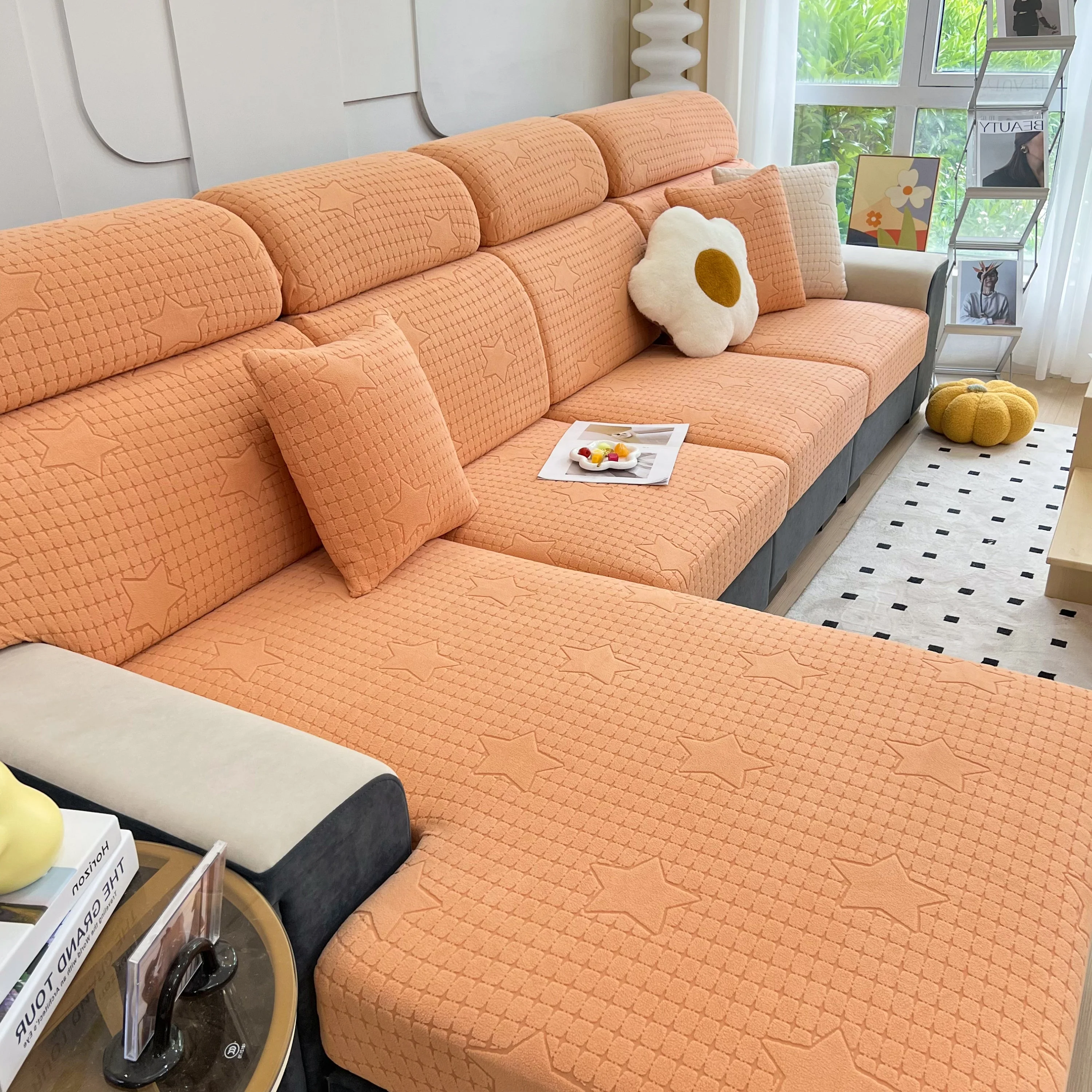 Fleece Fabric Cushion Covers for Sectional Sofas and L-Shaped Couch, Stretch Washable Sofa Seat Covers - Image 149