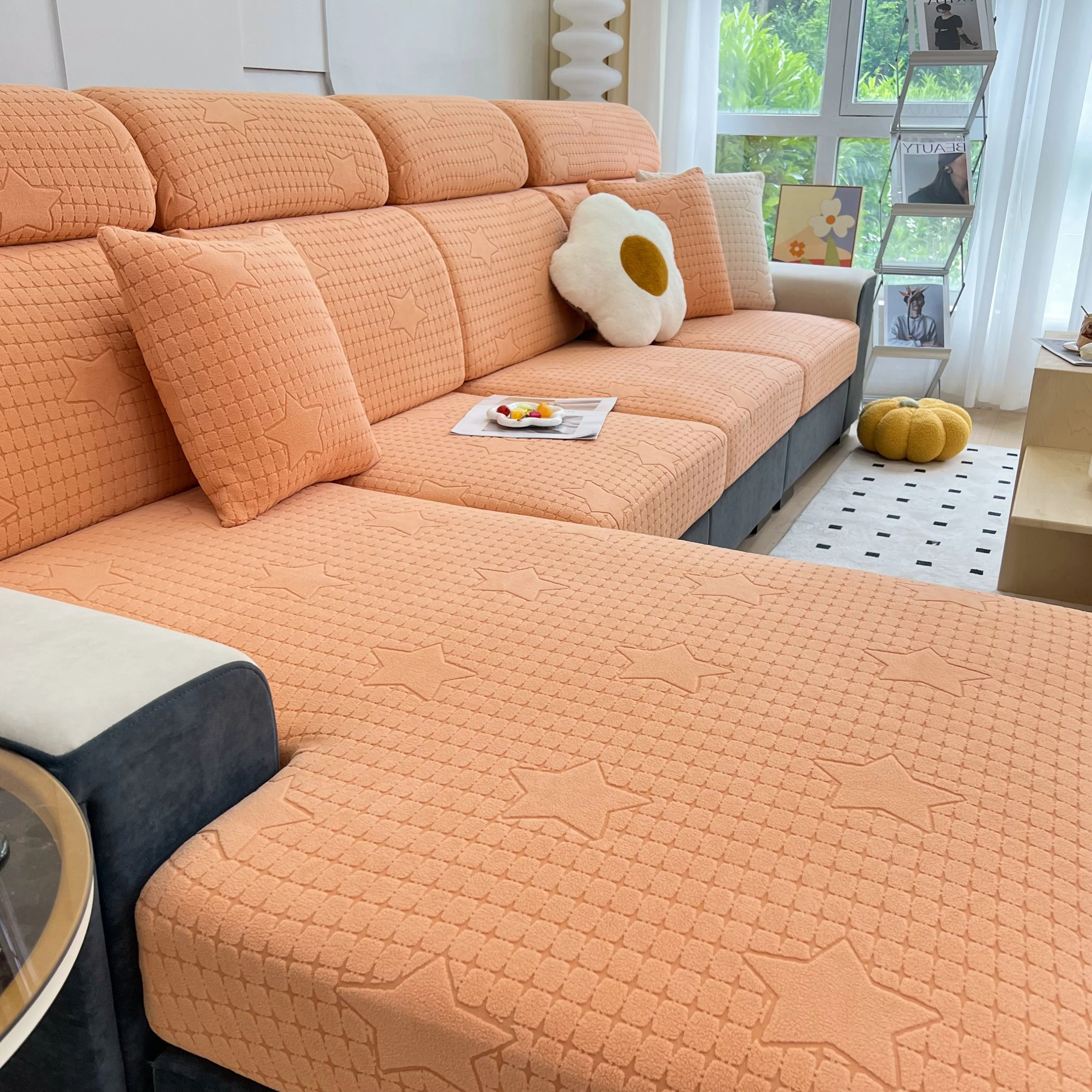 Fleece Fabric Cushion Covers for Sectional Sofas and L-Shaped Couch, Stretch Washable Sofa Seat Covers - Image 151