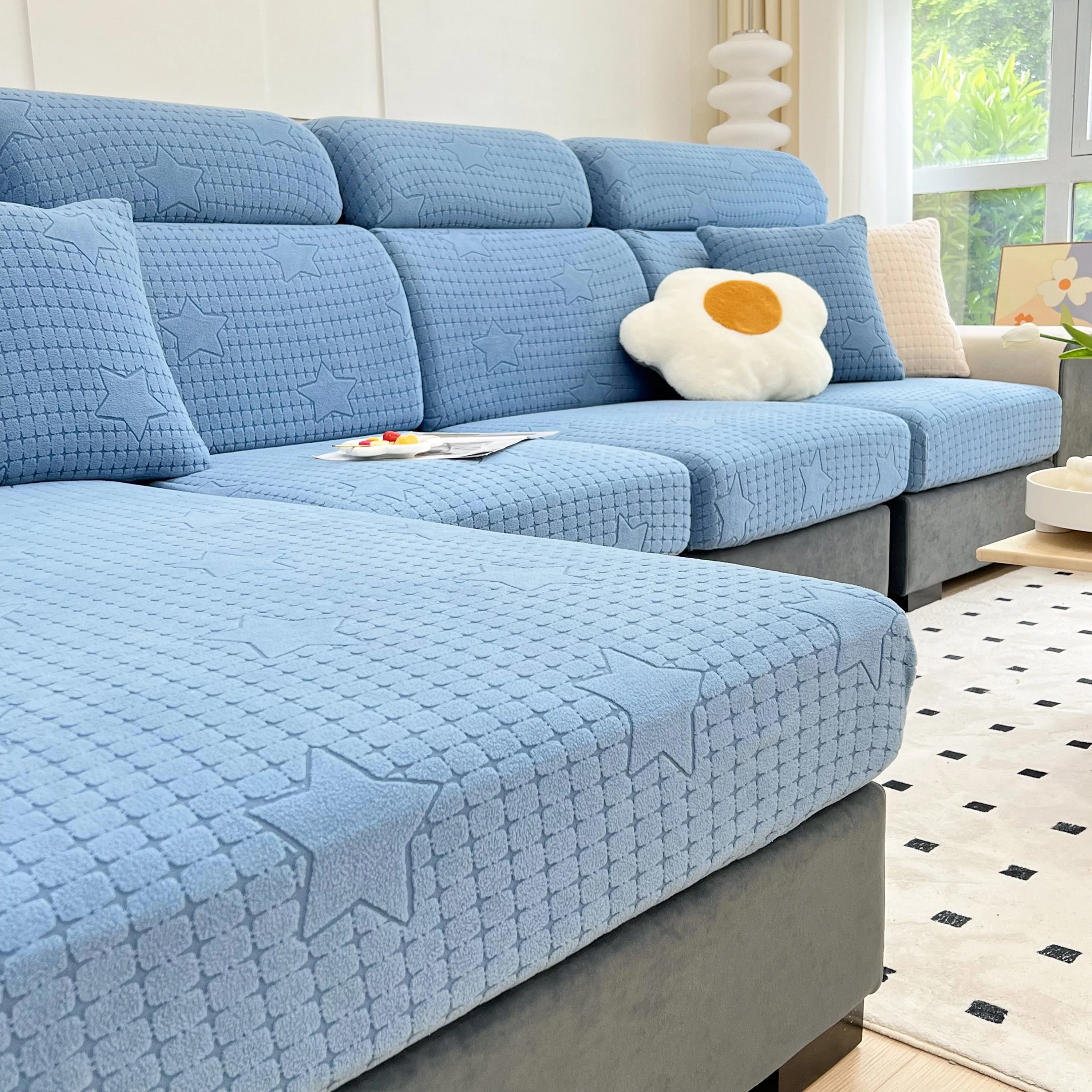Fleece Fabric Cushion Covers for Sectional Sofas and L-Shaped Couch, Stretch Washable Sofa Seat Covers - Image 172