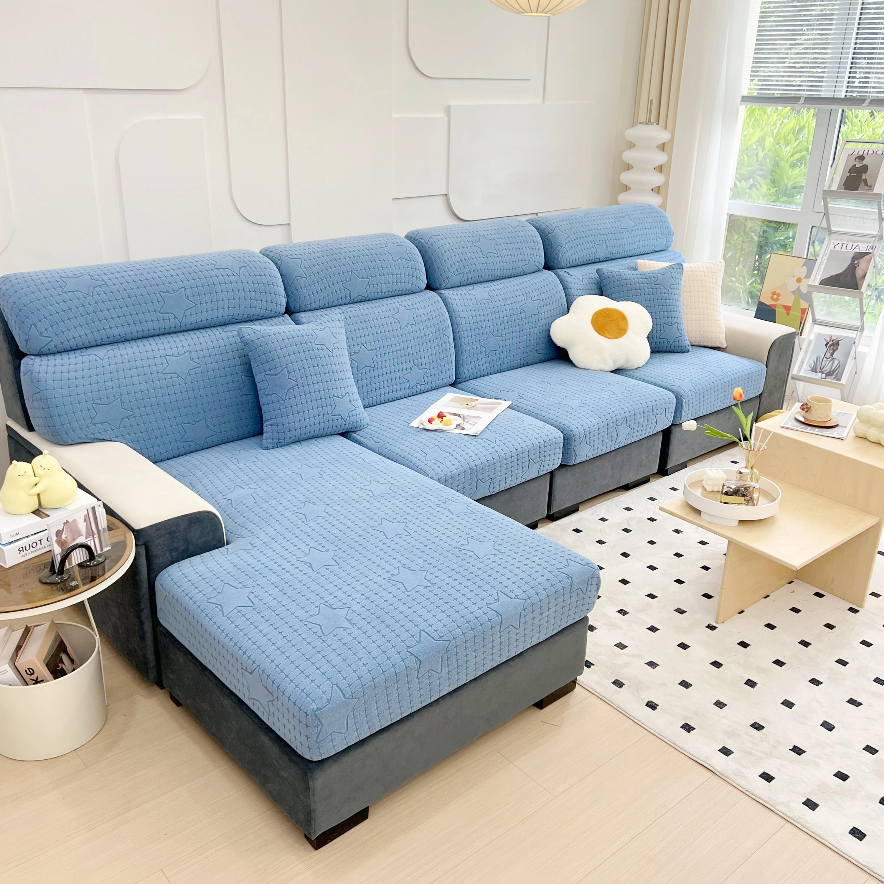 Fleece Fabric Cushion Covers for Sectional Sofas and L-Shaped Couch, Stretch Washable Sofa Seat Covers - Image 173