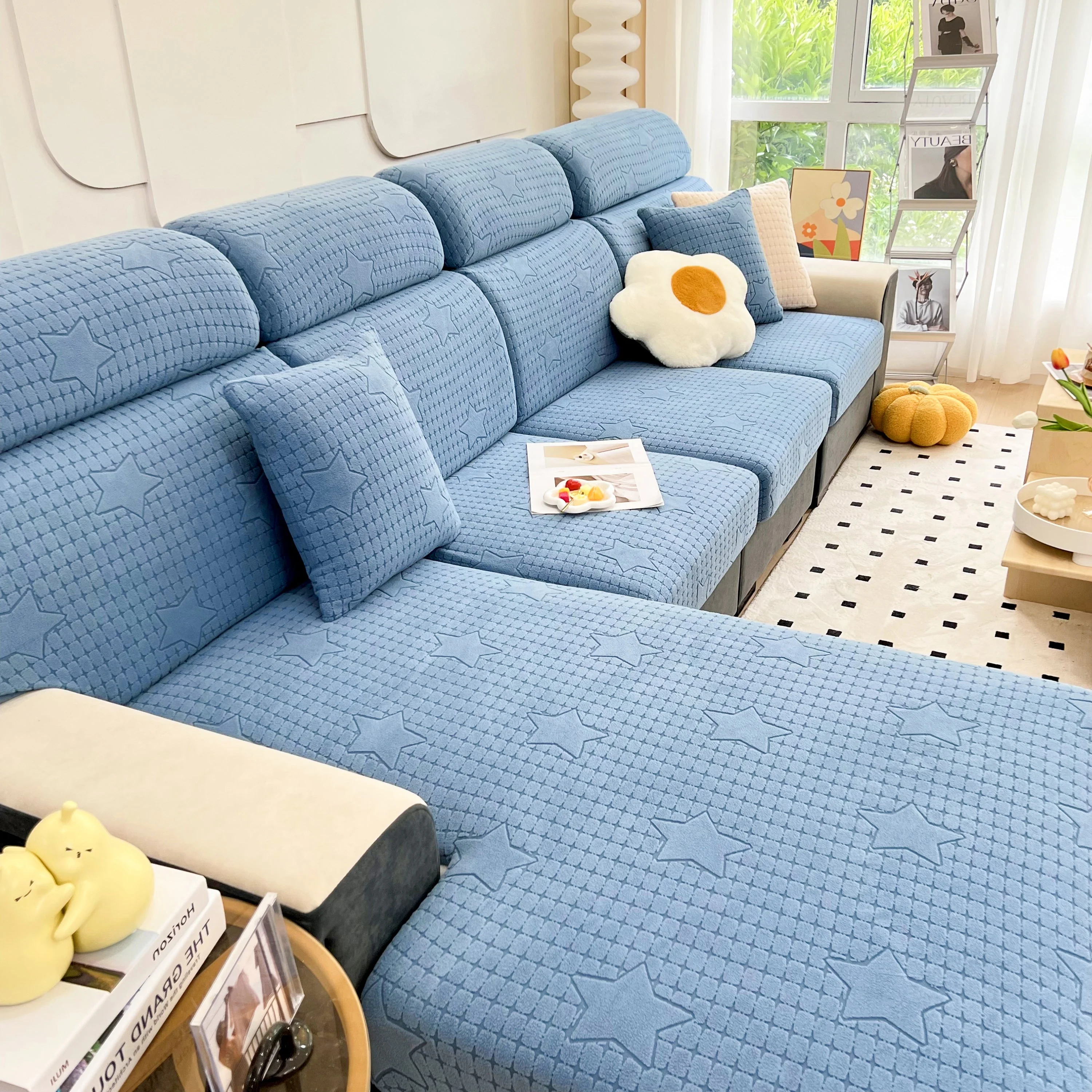 Fleece Fabric Cushion Covers for Sectional Sofas and L-Shaped Couch, Stretch Washable Sofa Seat Covers - Image 175