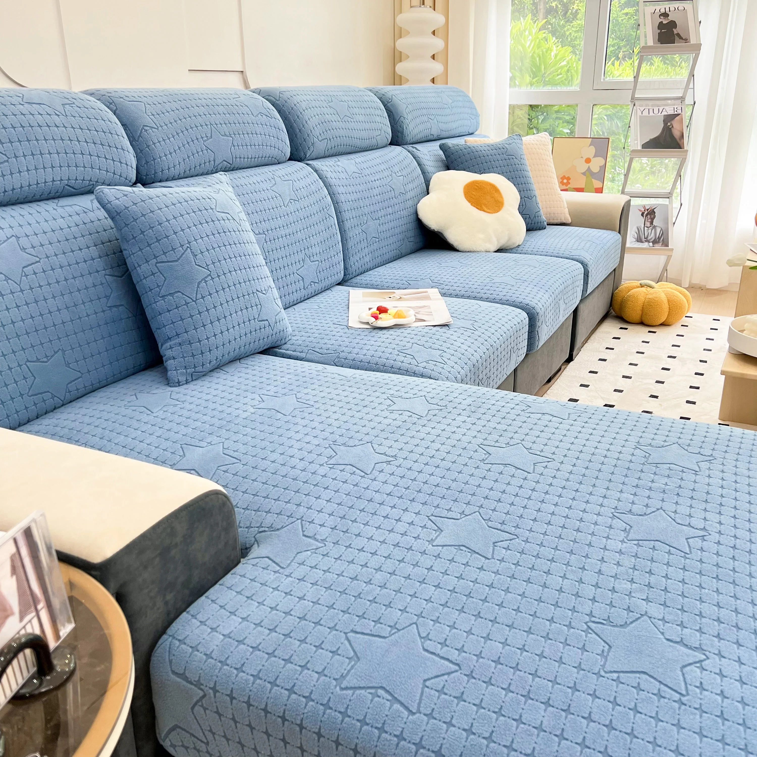 Fleece Fabric Cushion Covers for Sectional Sofas and L-Shaped Couch, Stretch Washable Sofa Seat Covers - Image 176