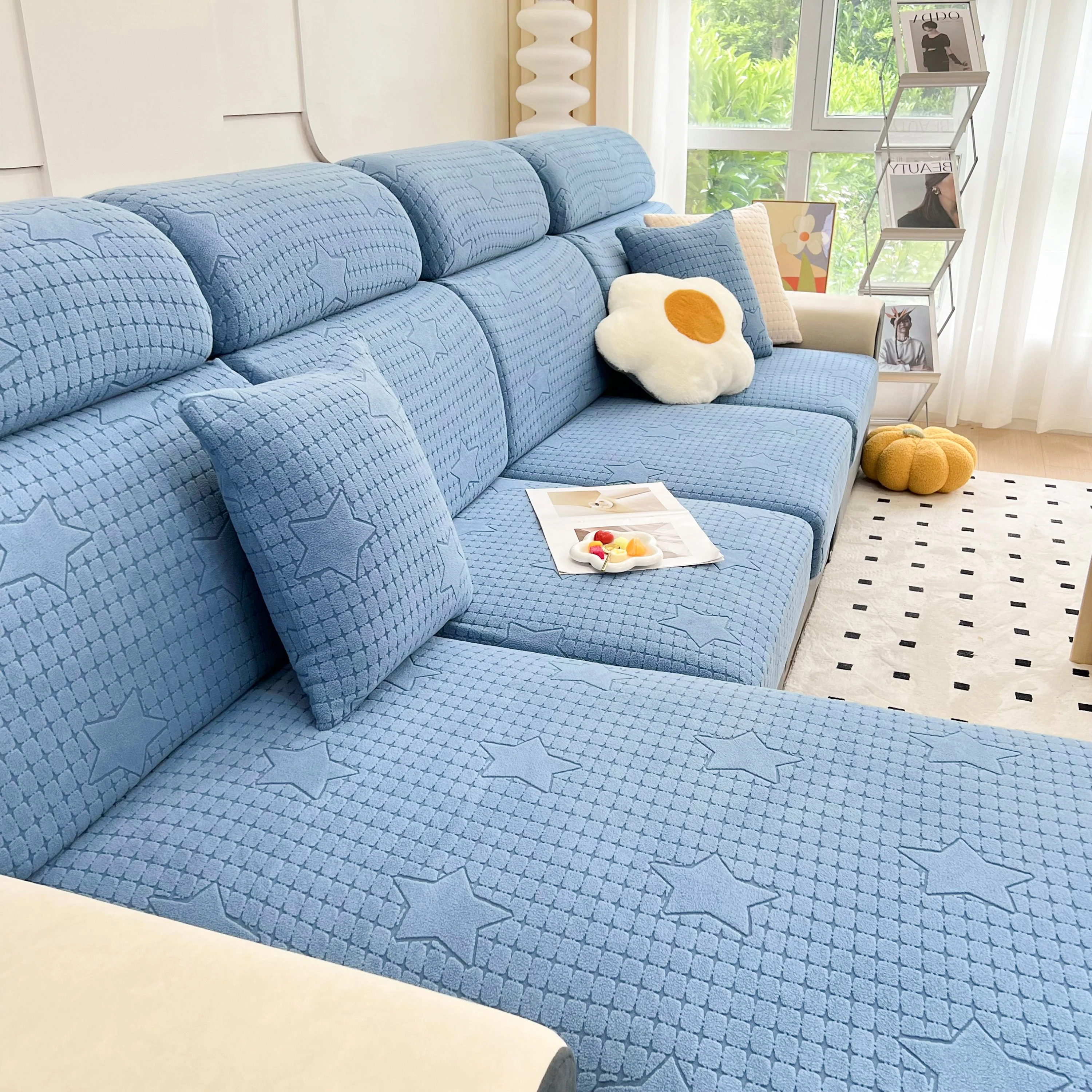 Fleece Fabric Cushion Covers for Sectional Sofas and L-Shaped Couch, Stretch Washable Sofa Seat Covers - Image 177