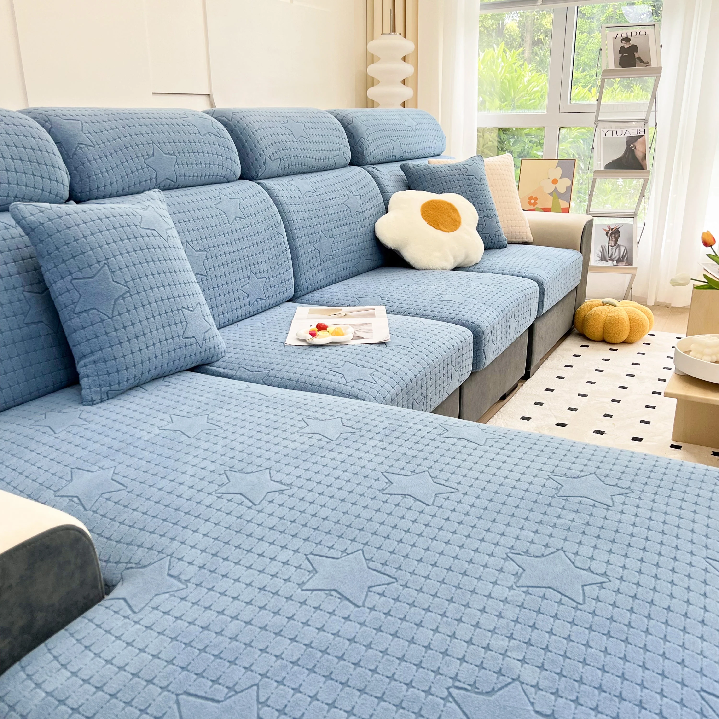 Fleece Fabric Cushion Covers for Sectional Sofas and L-Shaped Couch, Stretch Washable Sofa Seat Covers - Image 178