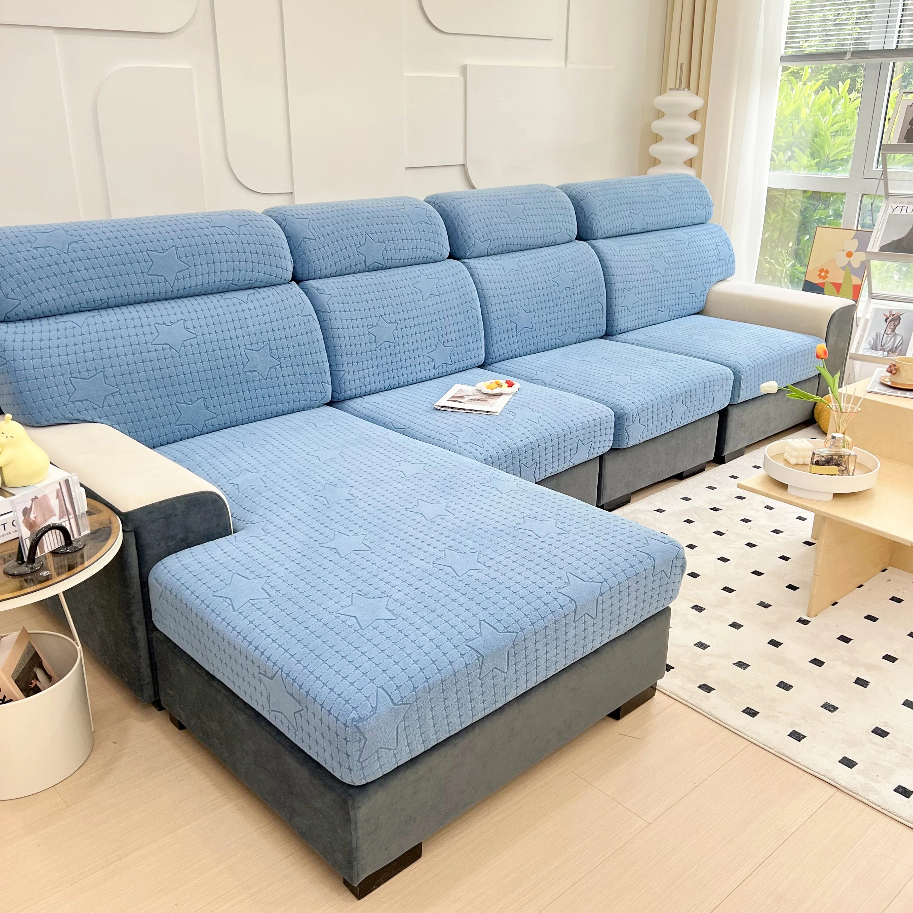 Fleece Fabric Cushion Covers for Sectional Sofas and L-Shaped Couch, Stretch Washable Sofa Seat Covers - Image 182