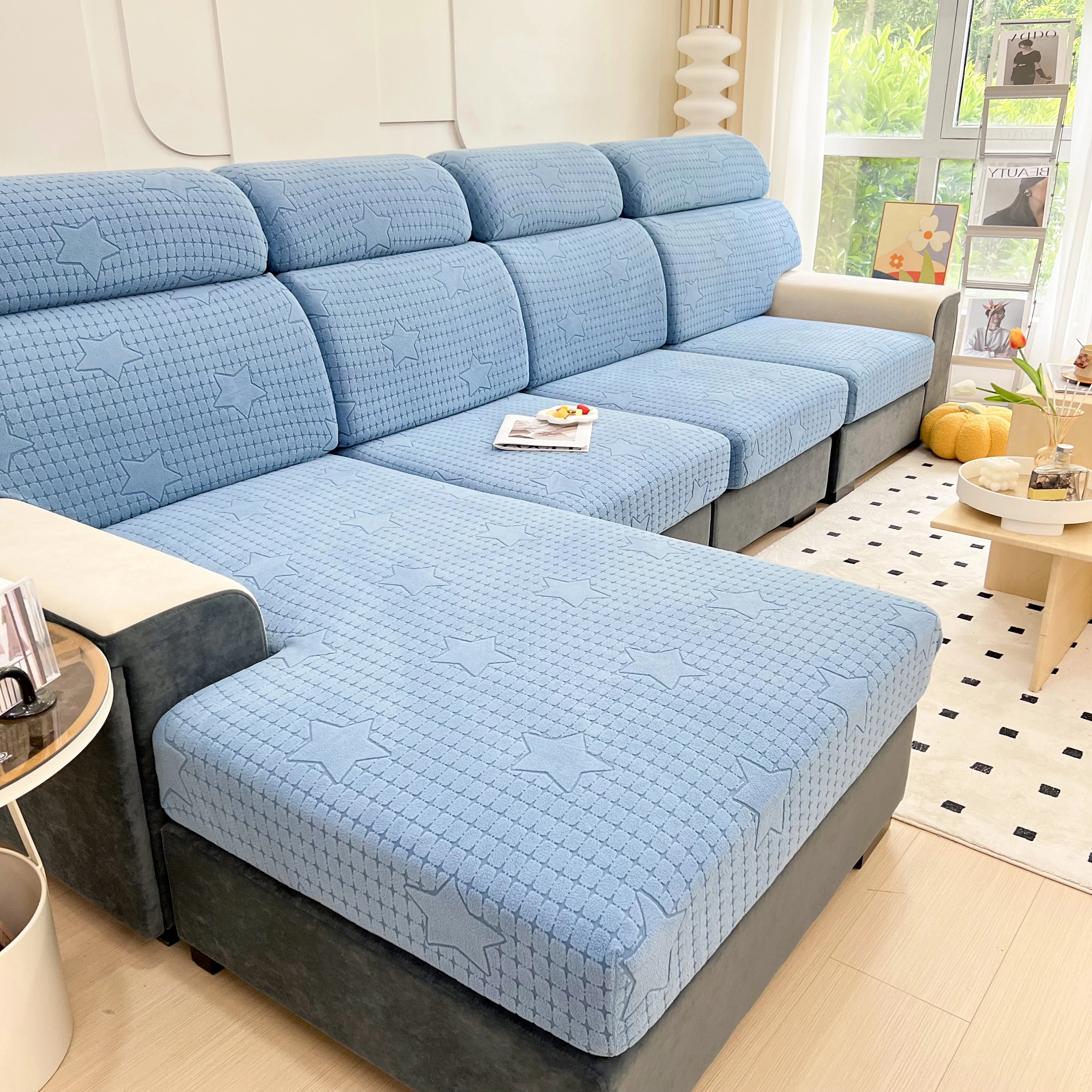 Fleece Fabric Cushion Covers for Sectional Sofas and L-Shaped Couch, Stretch Washable Sofa Seat Covers - Image 183