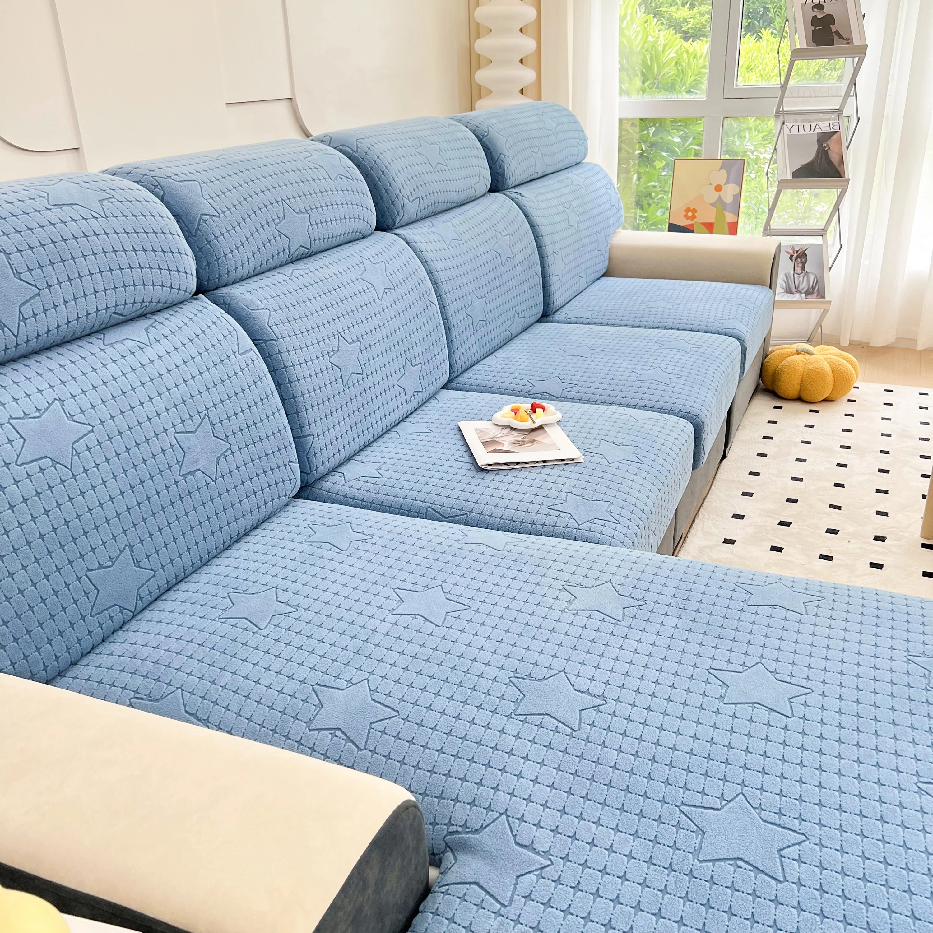 Fleece Fabric Cushion Covers for Sectional Sofas and L-Shaped Couch, Stretch Washable Sofa Seat Covers - Image 184