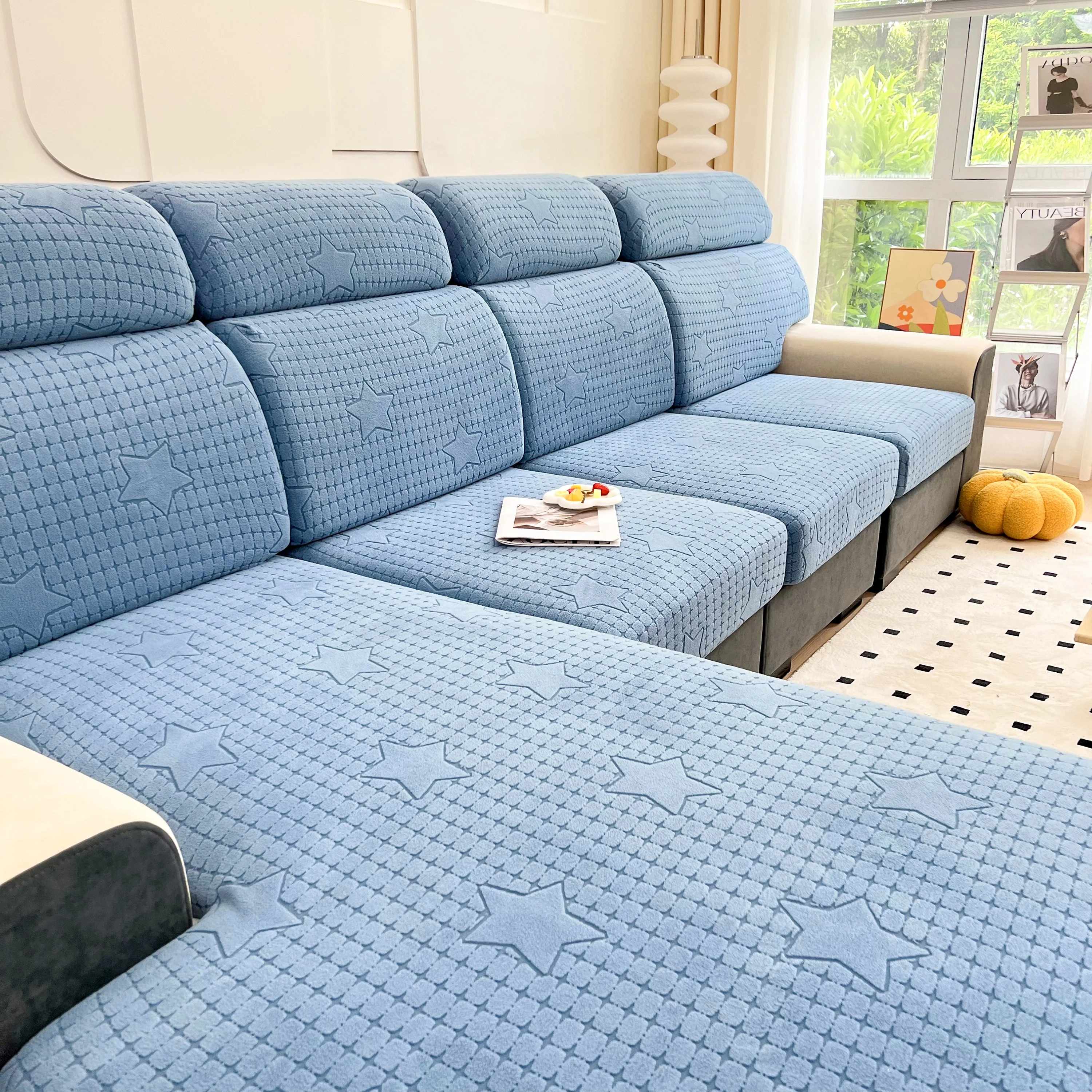 Fleece Fabric Cushion Covers for Sectional Sofas and L-Shaped Couch, Stretch Washable Sofa Seat Covers - Image 186