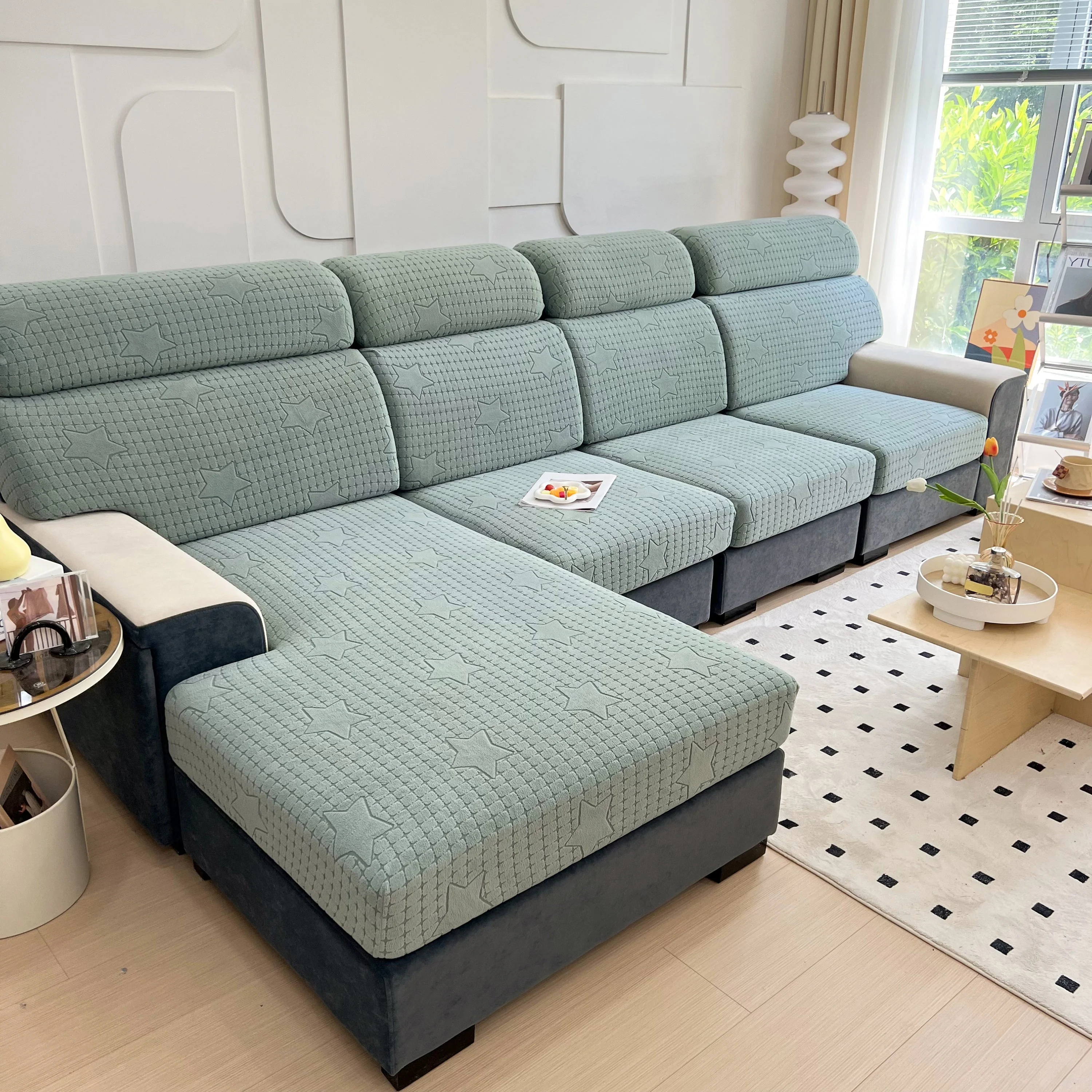 Fleece Fabric Cushion Covers for Sectional Sofas and L-Shaped Couch, Stretch Washable Sofa Seat Covers - Image 20