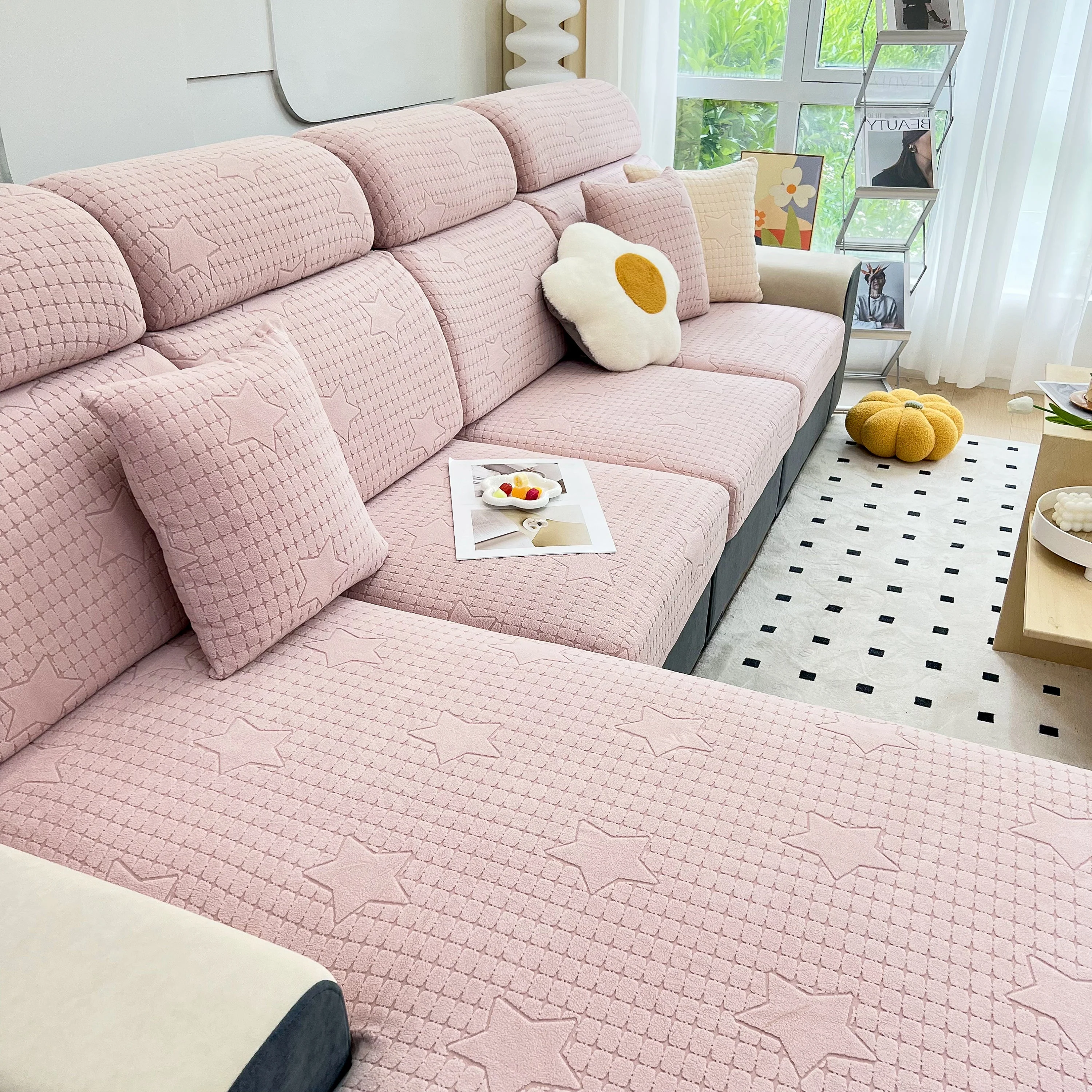 Fleece Fabric Cushion Covers for Sectional Sofas and L-Shaped Couch, Stretch Washable Sofa Seat Covers - Image 30