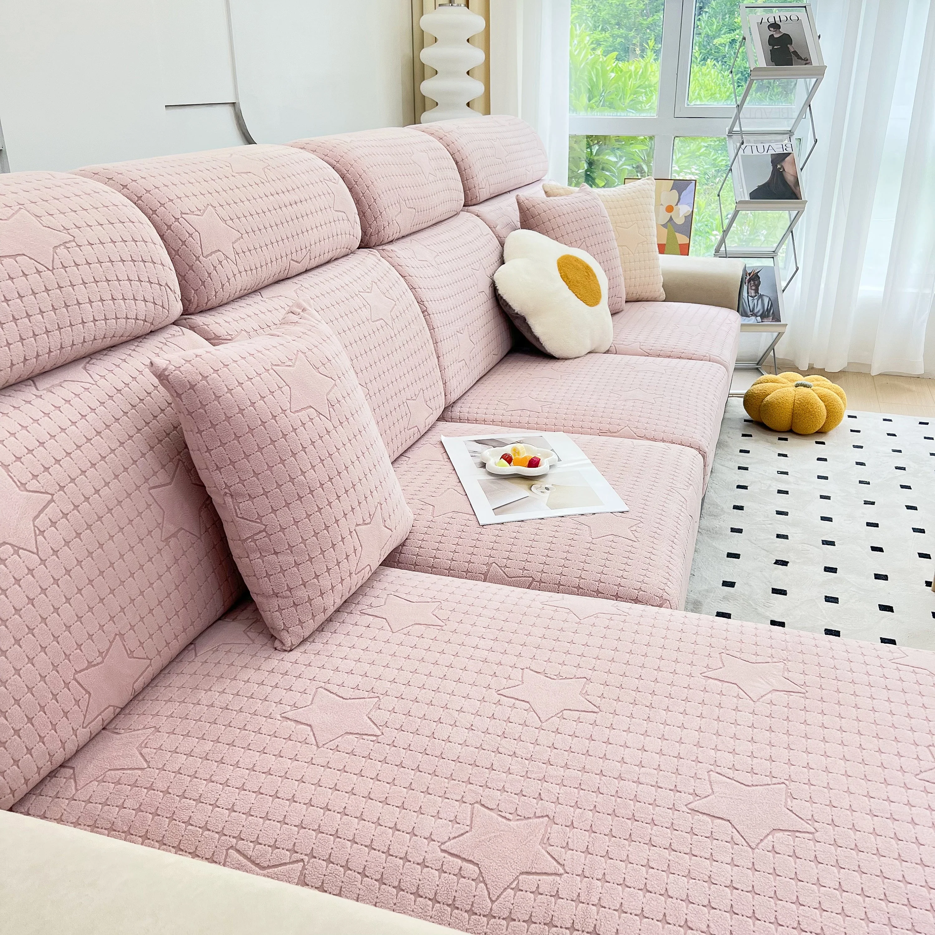 Fleece Fabric Cushion Covers for Sectional Sofas and L-Shaped Couch, Stretch Washable Sofa Seat Covers - Image 31