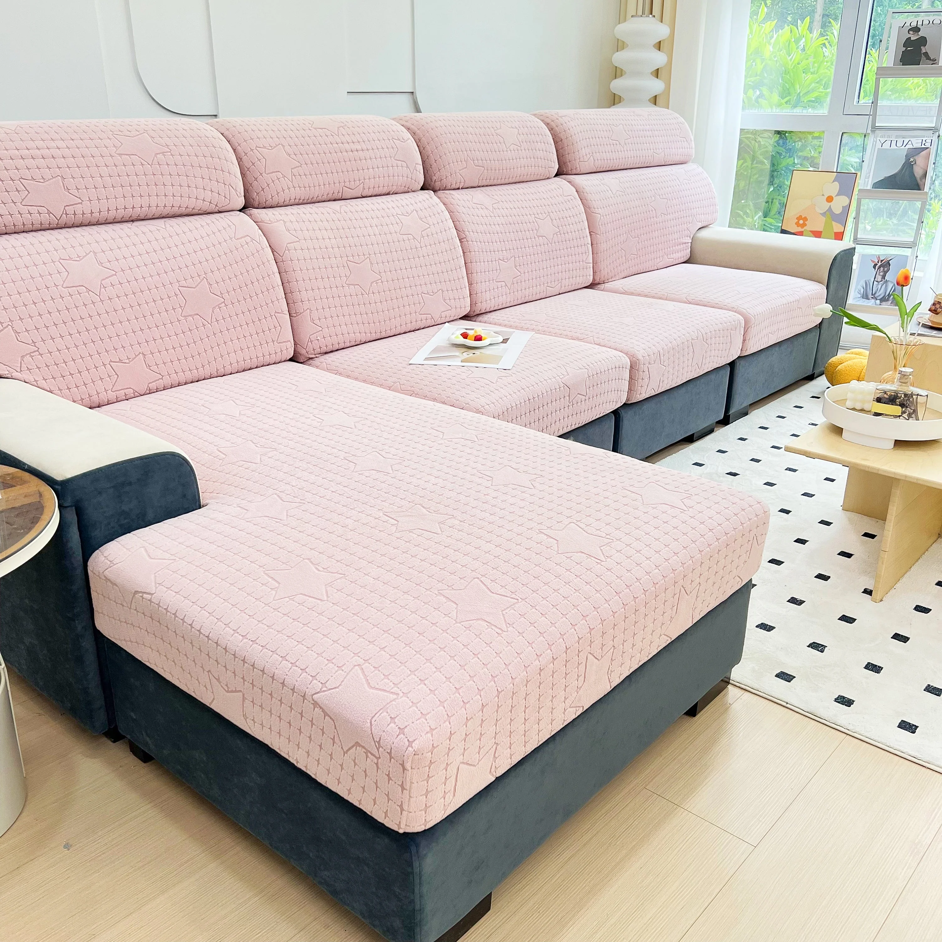 Fleece Fabric Cushion Covers for Sectional Sofas and L-Shaped Couch, Stretch Washable Sofa Seat Covers - Image 40