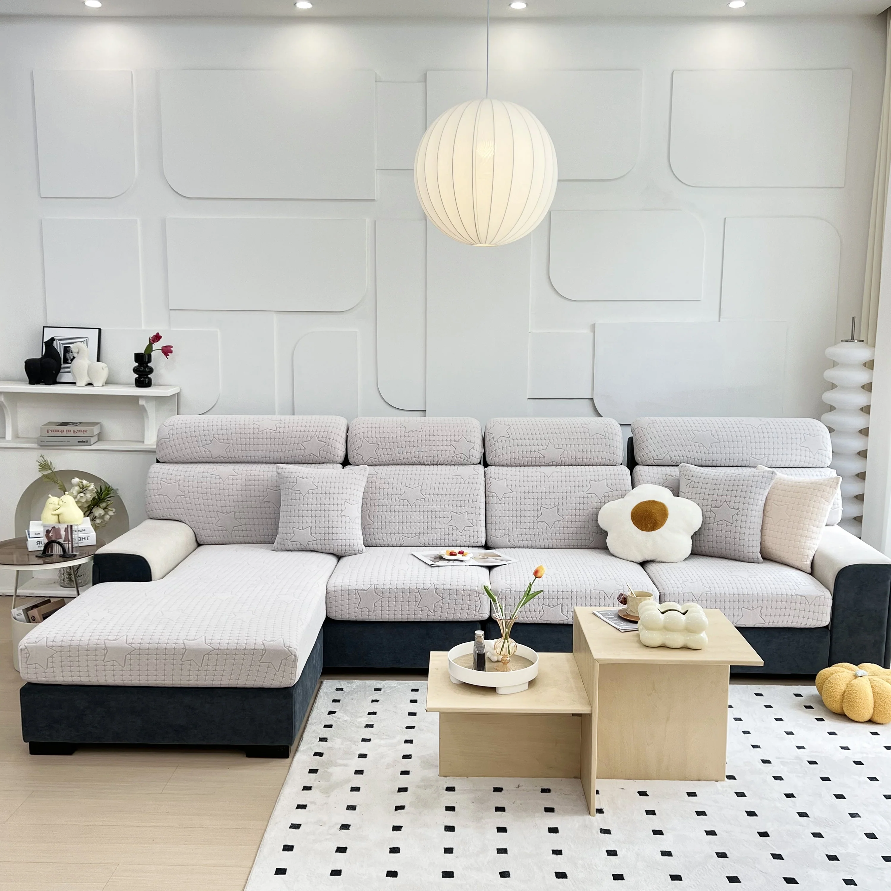 Fleece Fabric Cushion Covers for Sectional Sofas and L-Shaped Couch, Stretch Washable Sofa Seat Covers - Image 74