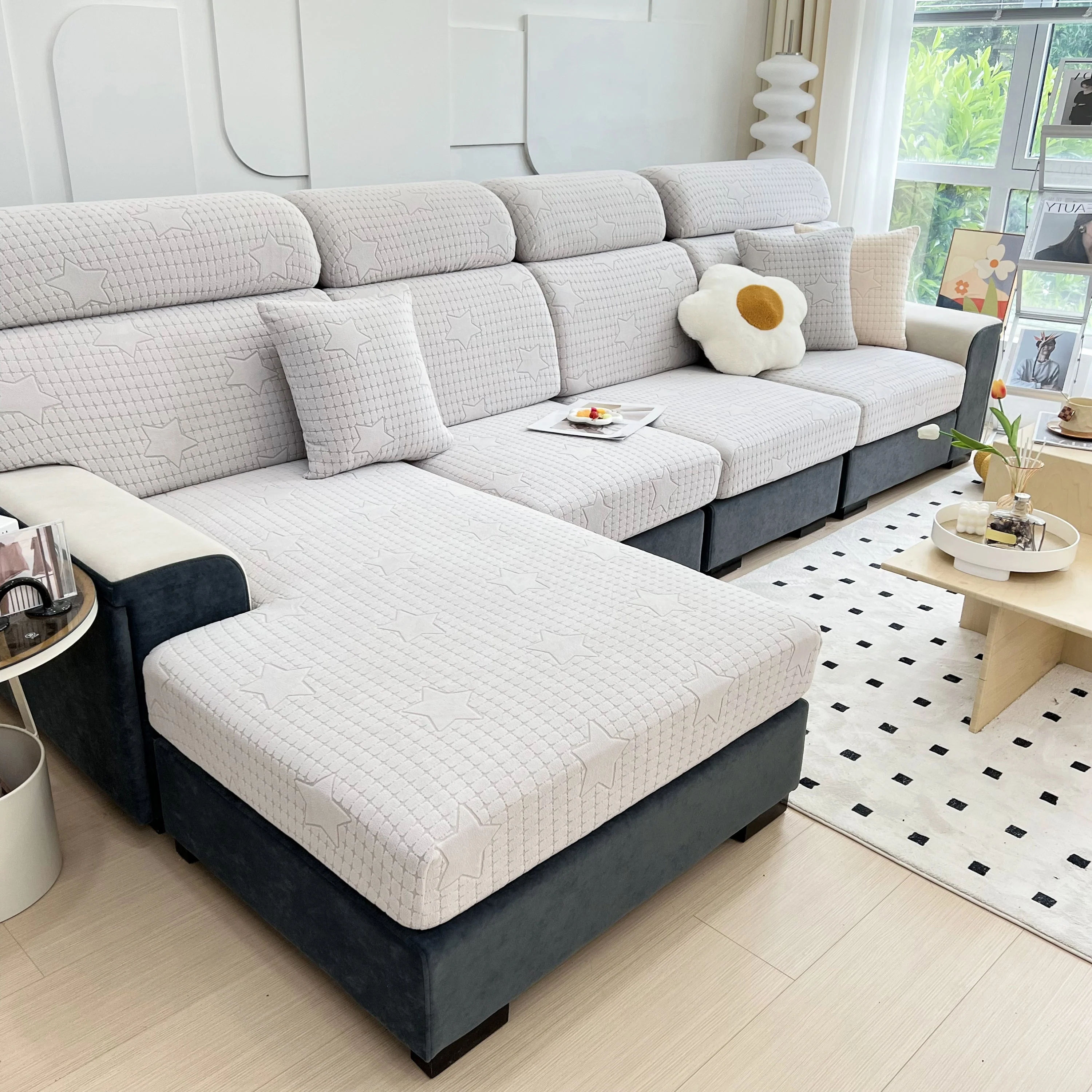 Fleece Fabric Cushion Covers for Sectional Sofas and L-Shaped Couch, Stretch Washable Sofa Seat Covers - Image 77