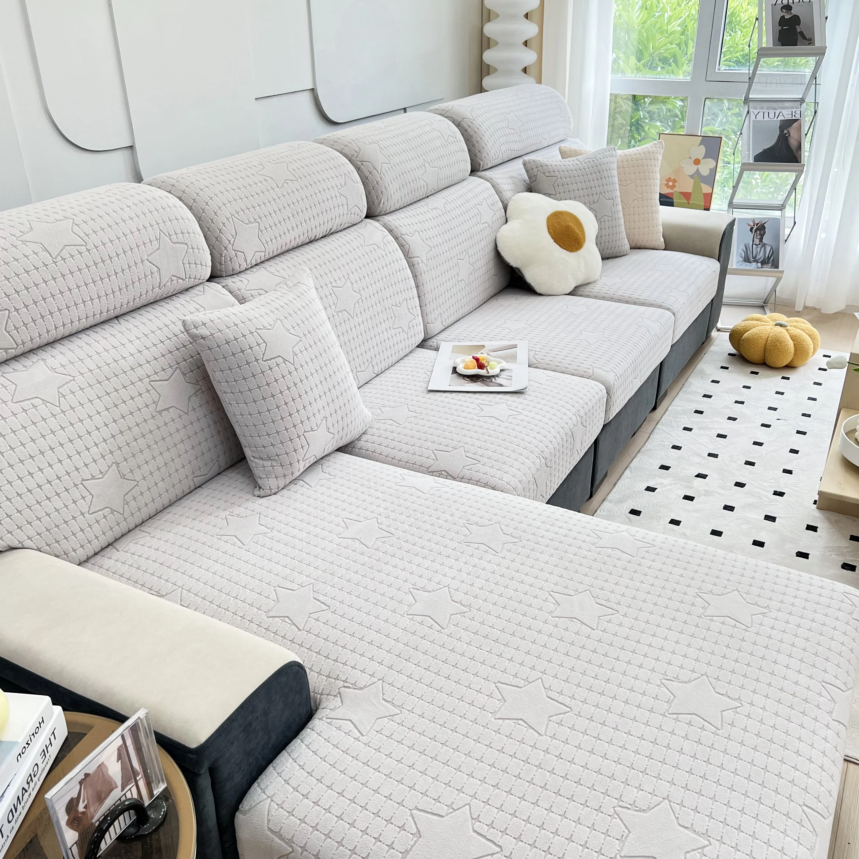 Fleece Fabric Cushion Covers for Sectional Sofas and L-Shaped Couch, Stretch Washable Sofa Seat Covers - Image 78