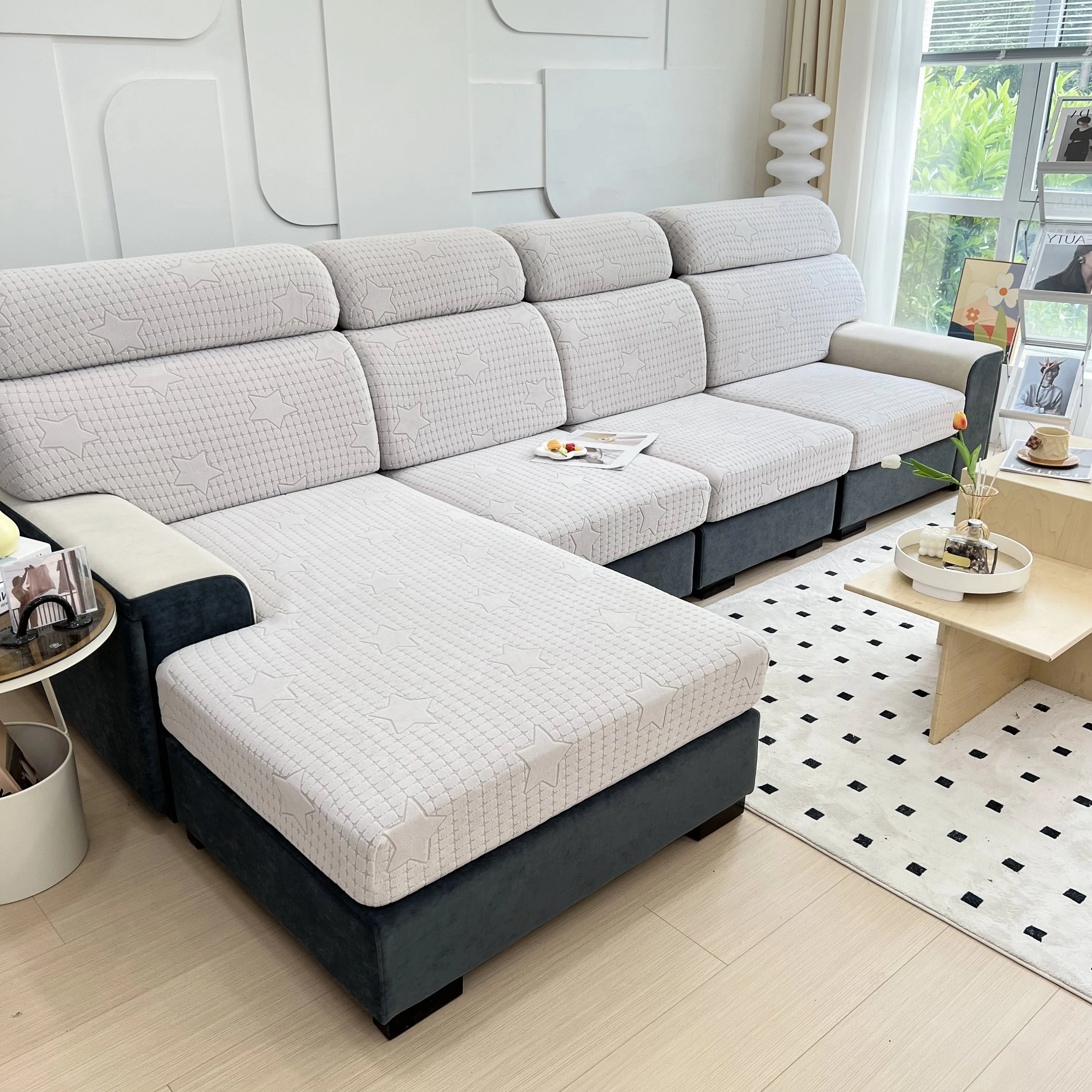 Fleece Fabric Cushion Covers for Sectional Sofas and L-Shaped Couch, Stretch Washable Sofa Seat Covers - Image 84