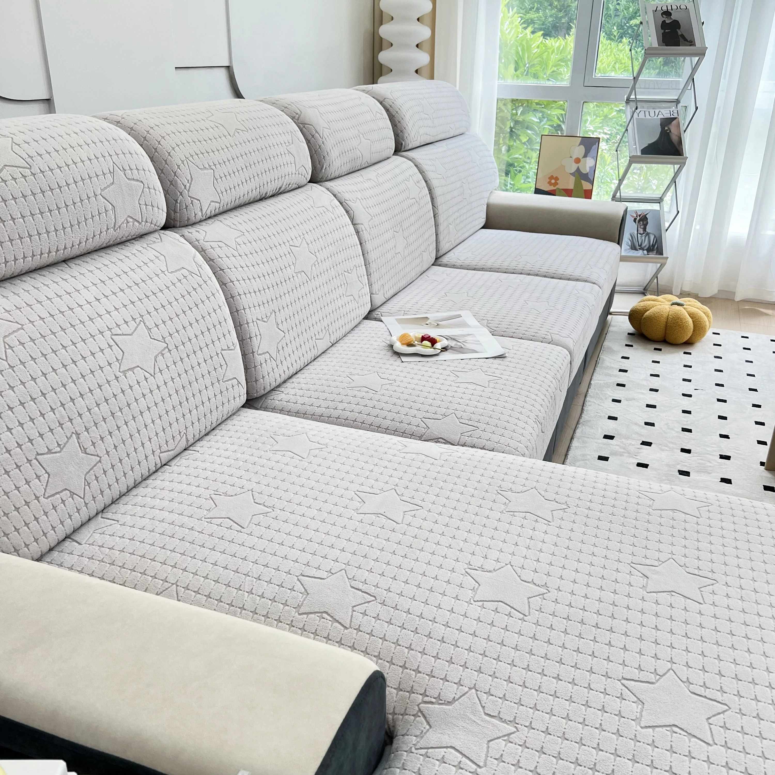 Fleece Fabric Cushion Covers for Sectional Sofas and L-Shaped Couch, Stretch Washable Sofa Seat Covers - Image 87
