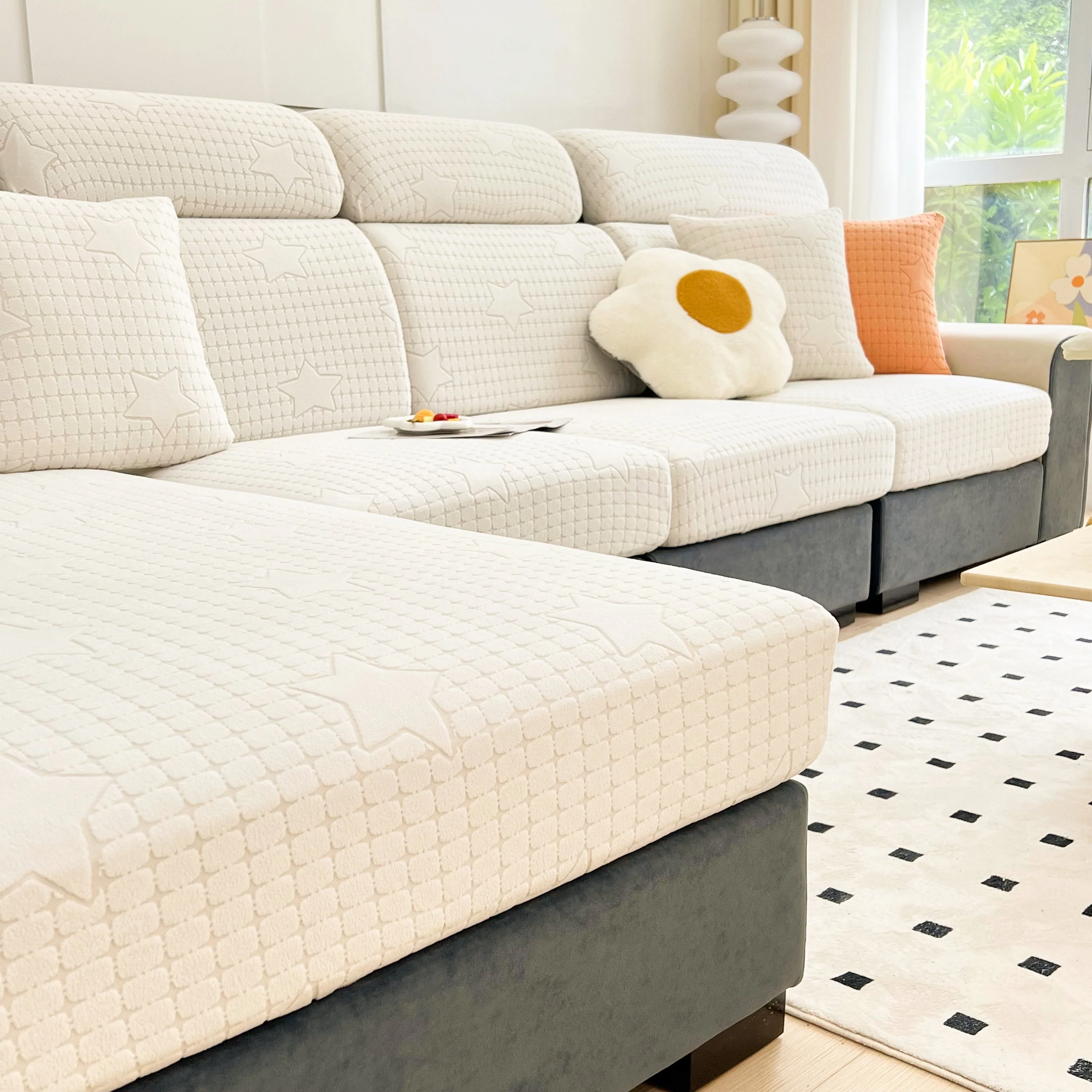 Fleece Fabric Cushion Covers for Sectional Sofas and L-Shaped Couch, Stretch Washable Sofa Seat Covers - Image 98