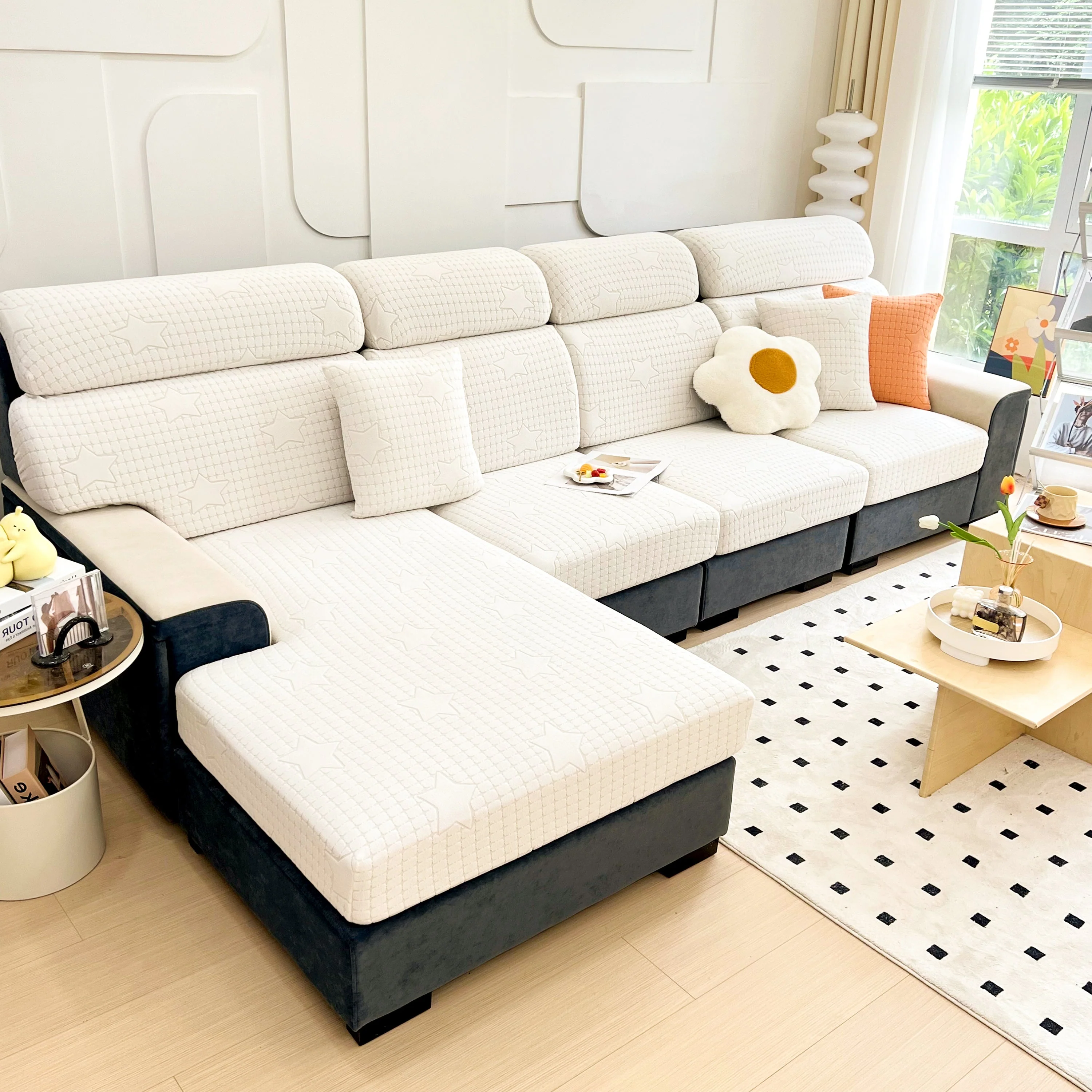 Fleece Fabric Cushion Covers for Sectional Sofas and L-Shaped Couch, Stretch Washable Sofa Seat Covers - Image 99