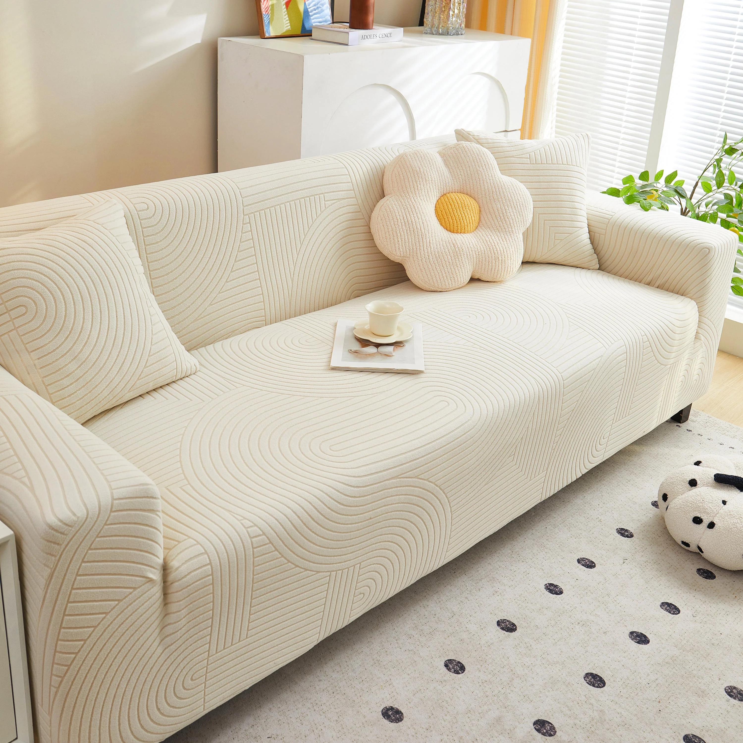 Fleece Stretch Sofa Slipcover Washable Soft Spandex Couch Cover Furniture Protector - Image 10