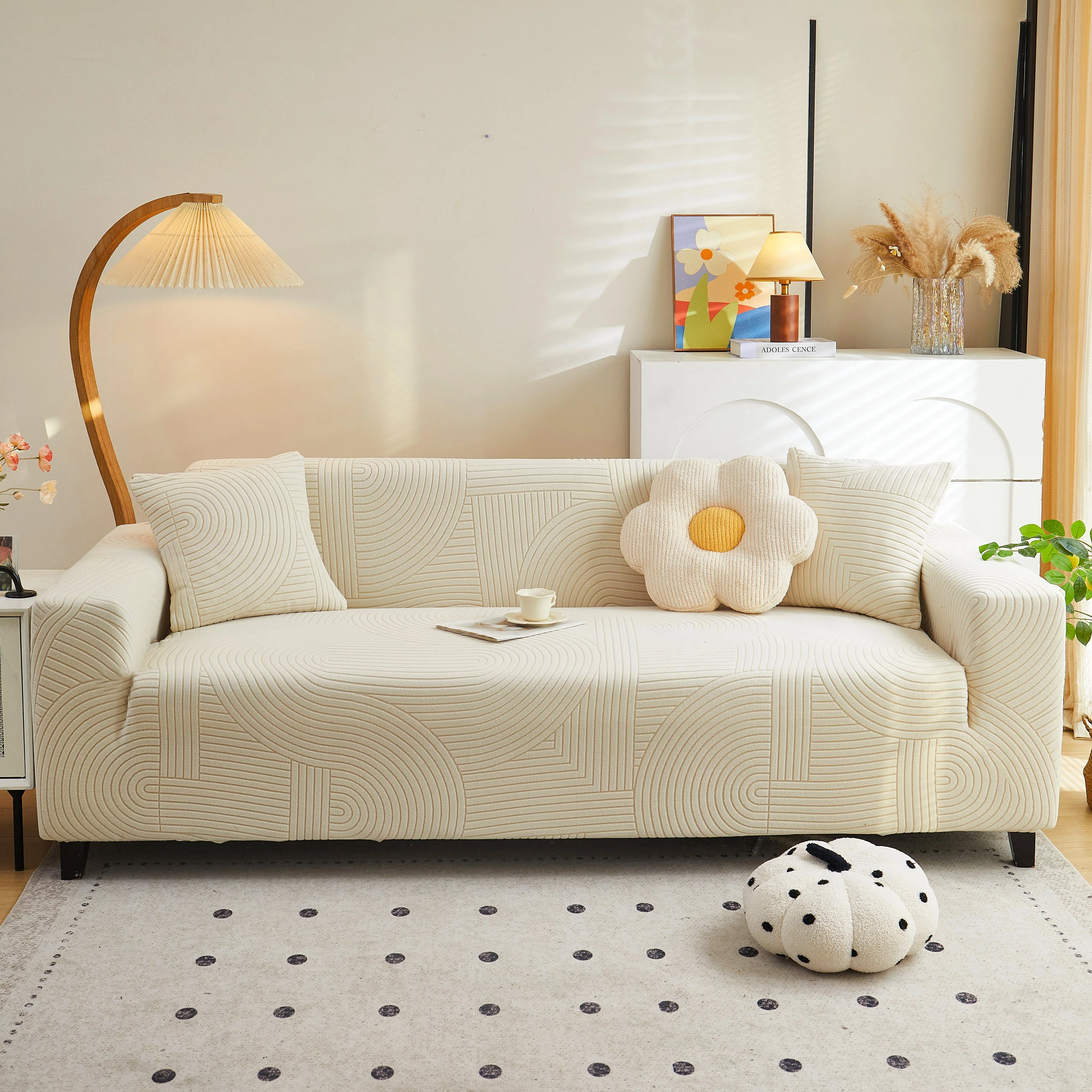 Fleece Stretch Sofa Slipcover Washable Soft Spandex Couch Cover Furniture Protector - Image 14