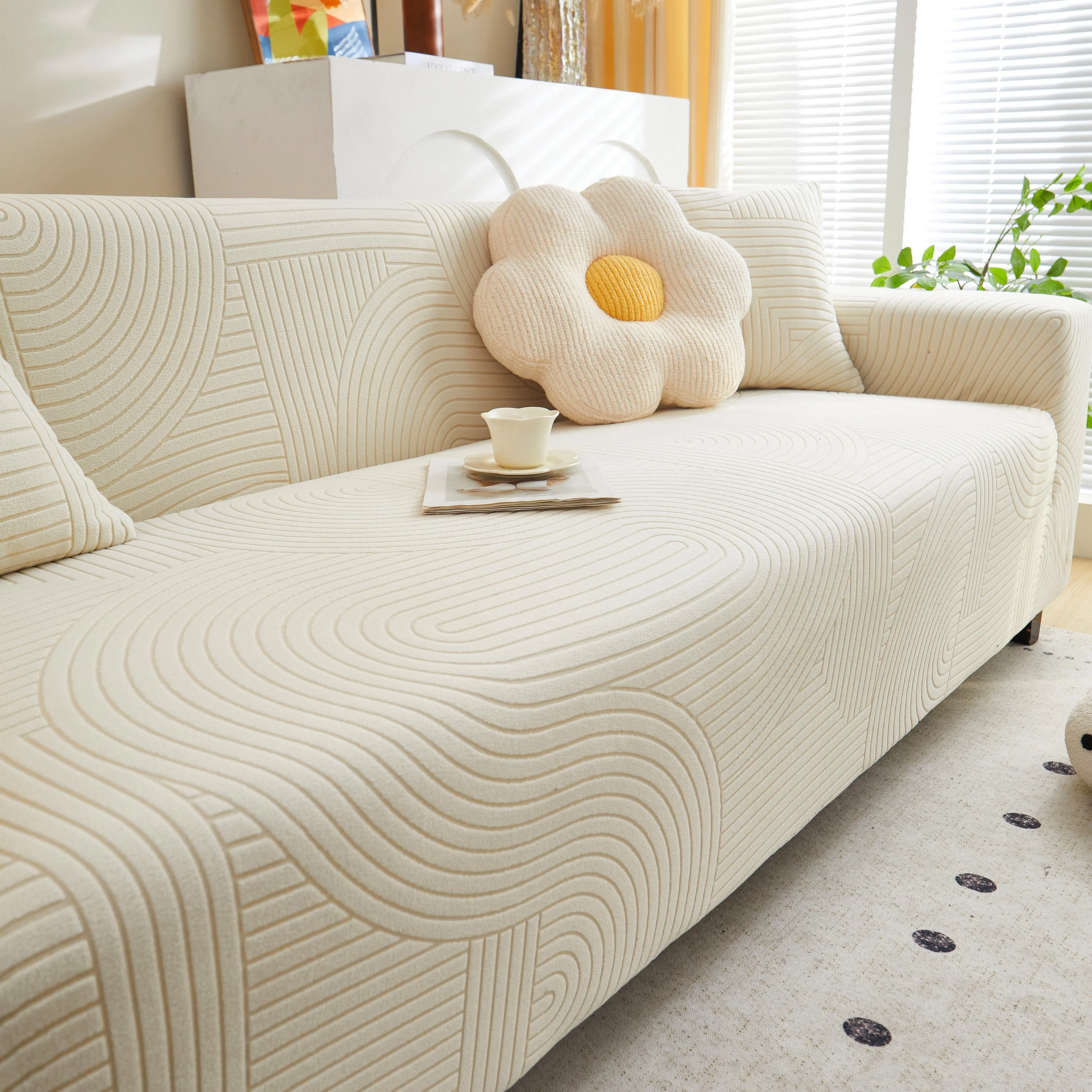 Fleece Stretch Sofa Slipcover Washable Soft Spandex Couch Cover Furniture Protector - Image 18