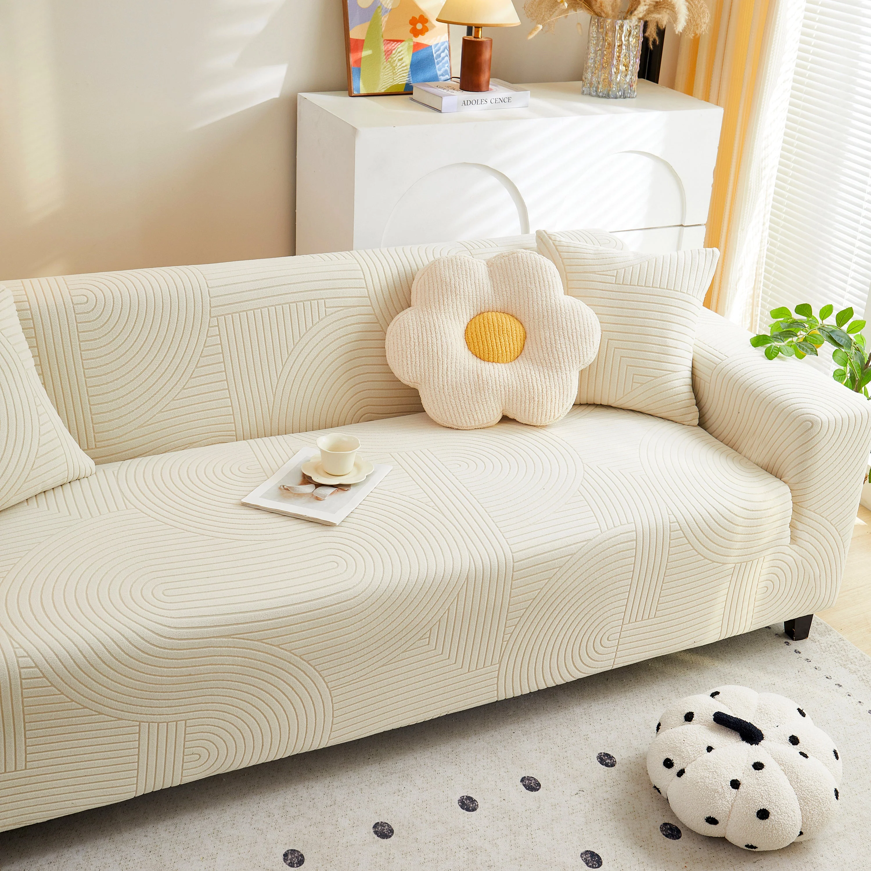 Fleece Stretch Sofa Slipcover Washable Soft Spandex Couch Cover Furniture Protector - Image 19