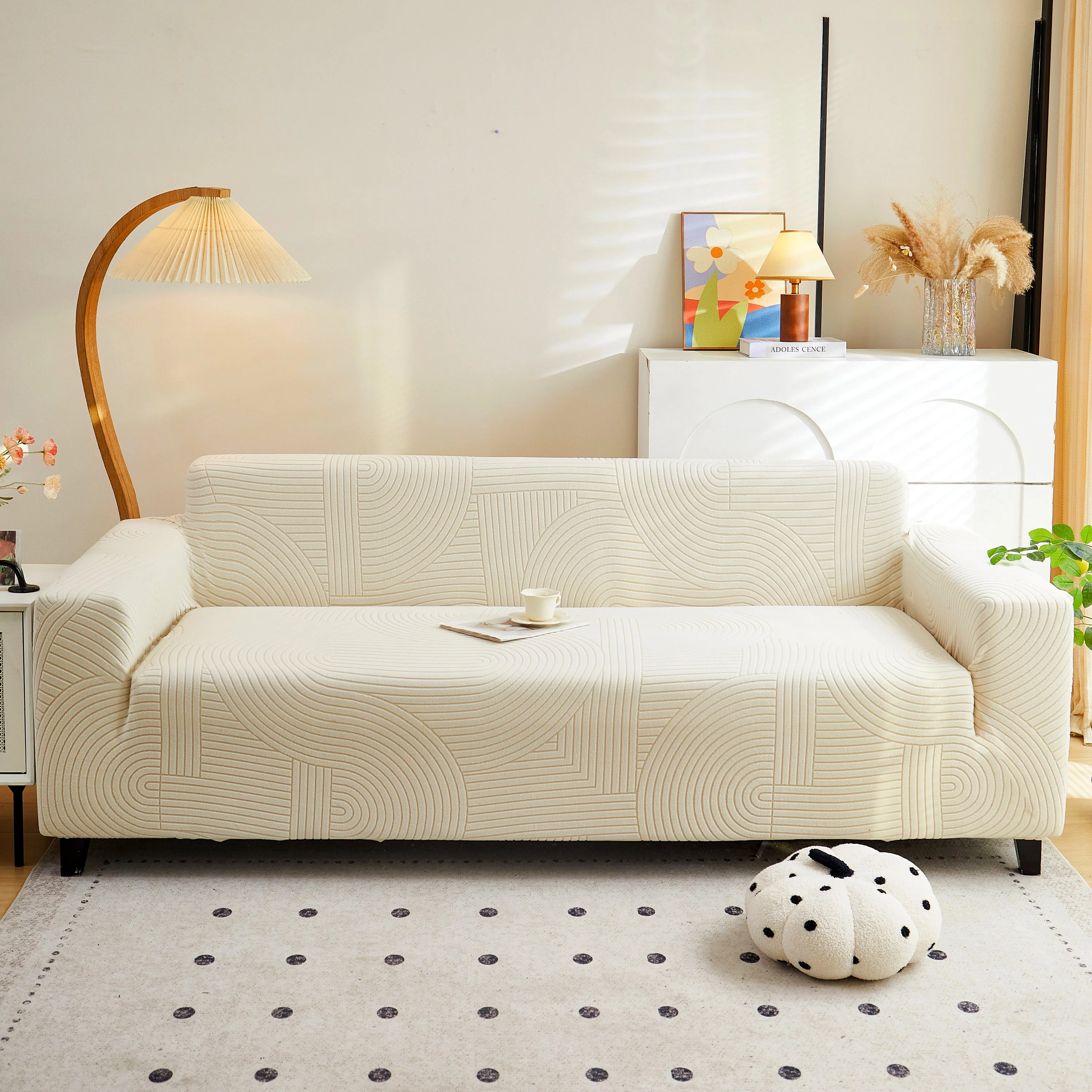 Fleece Stretch Sofa Slipcover Washable Soft Spandex Couch Cover Furniture Protector - Image 2
