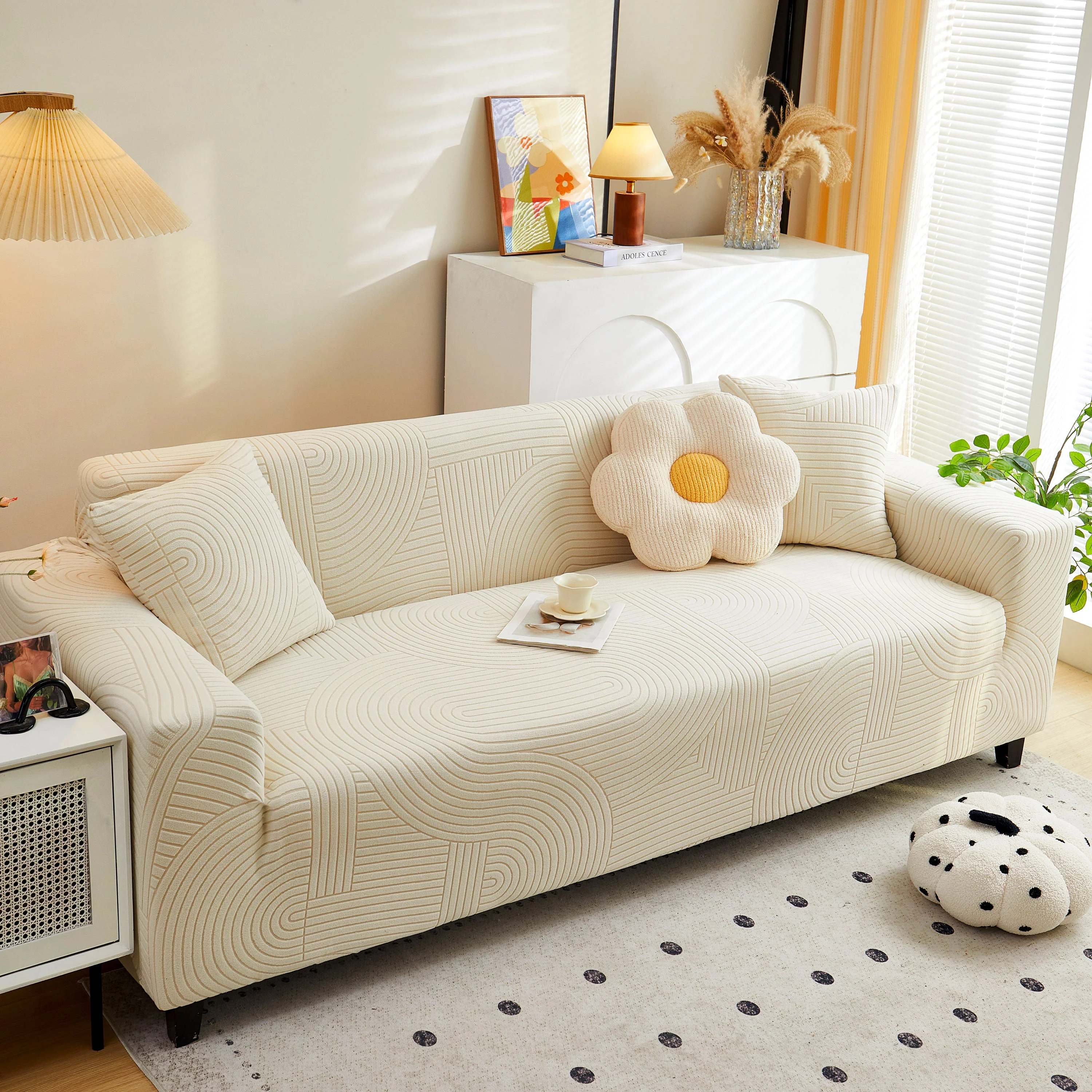 Fleece Stretch Sofa Slipcover Washable Soft Spandex Couch Cover Furniture Protector - Image 20