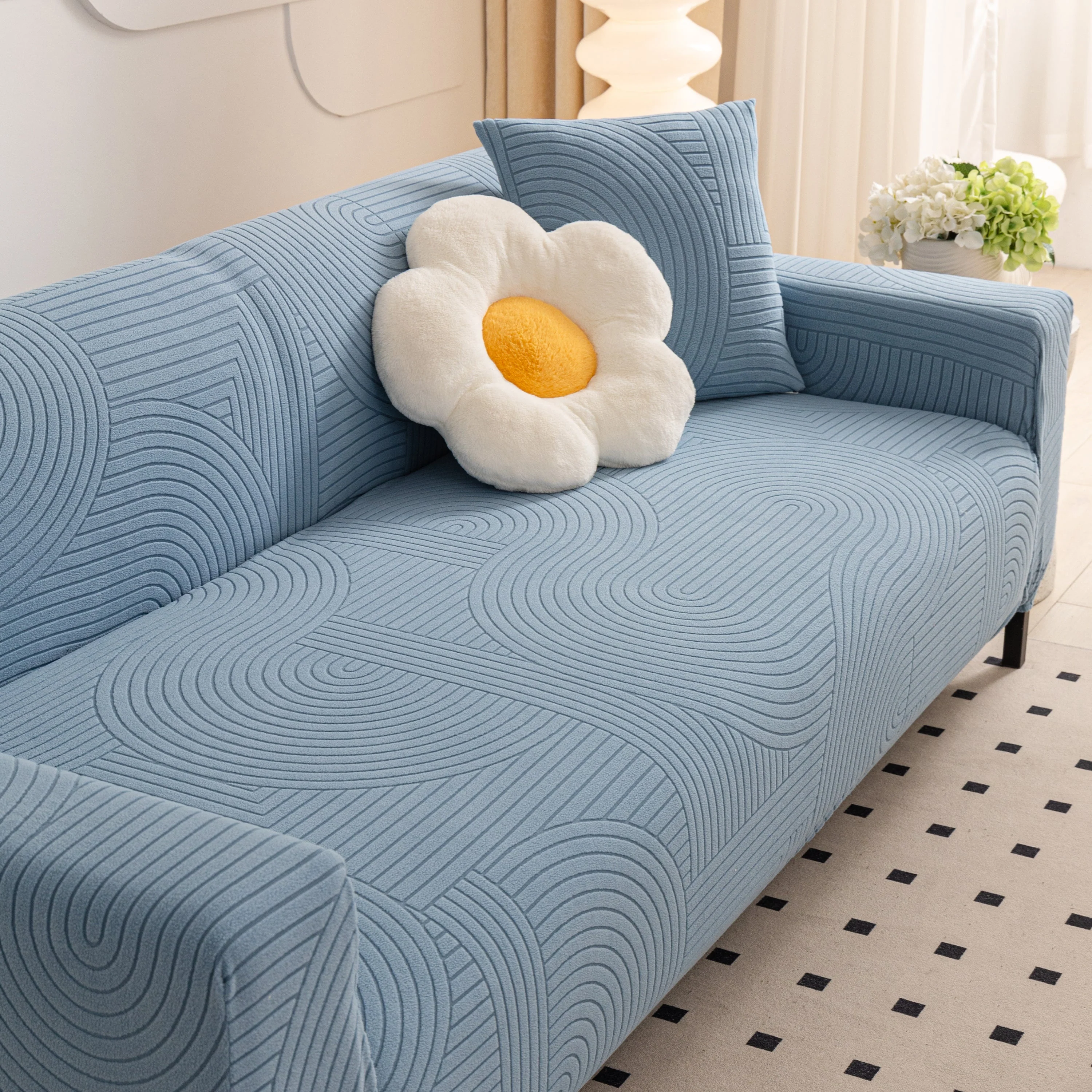 Fleece Stretch Sofa Slipcover Washable Soft Spandex Couch Cover Furniture Protector - Image 21