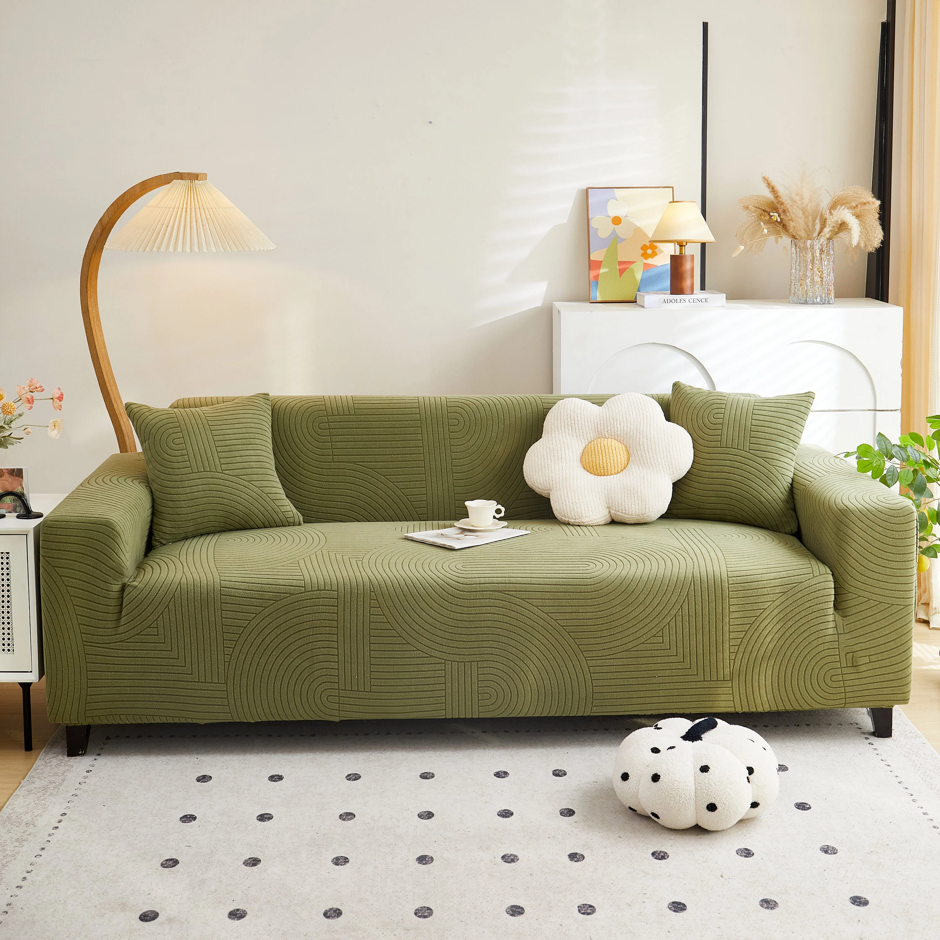 Fleece Stretch Sofa Slipcover Washable Soft Spandex Couch Cover Furniture Protector - Image 24