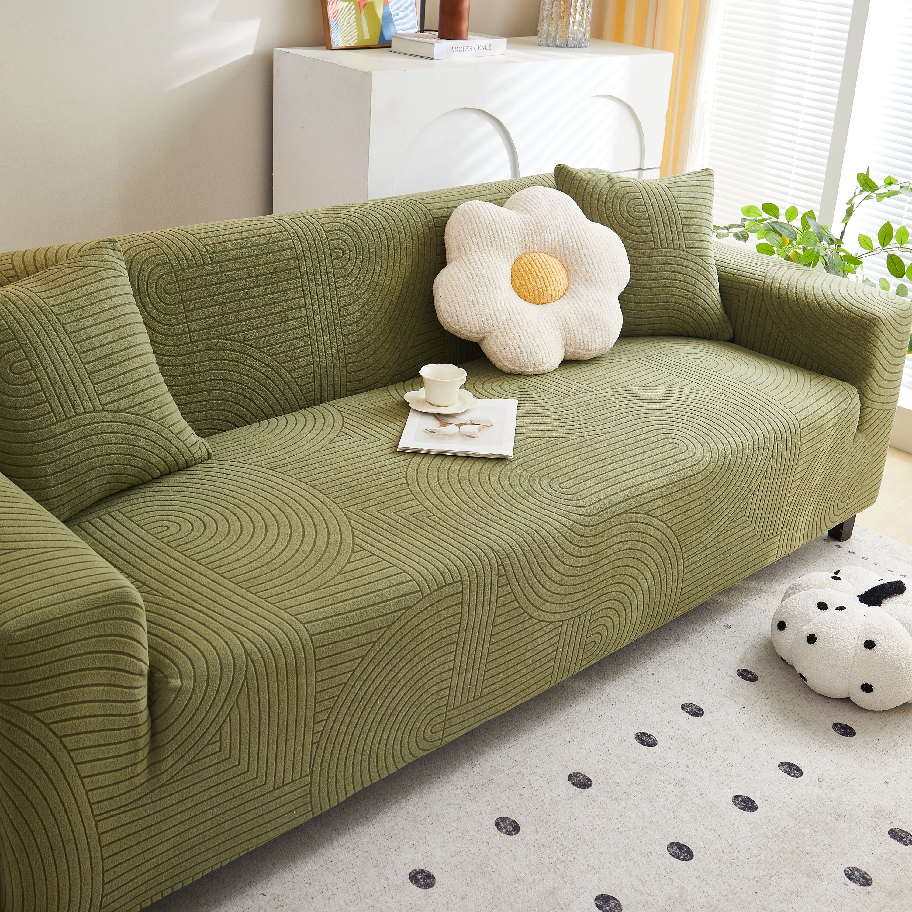 Fleece Stretch Sofa Slipcover Washable Soft Spandex Couch Cover Furniture Protector - Image 42