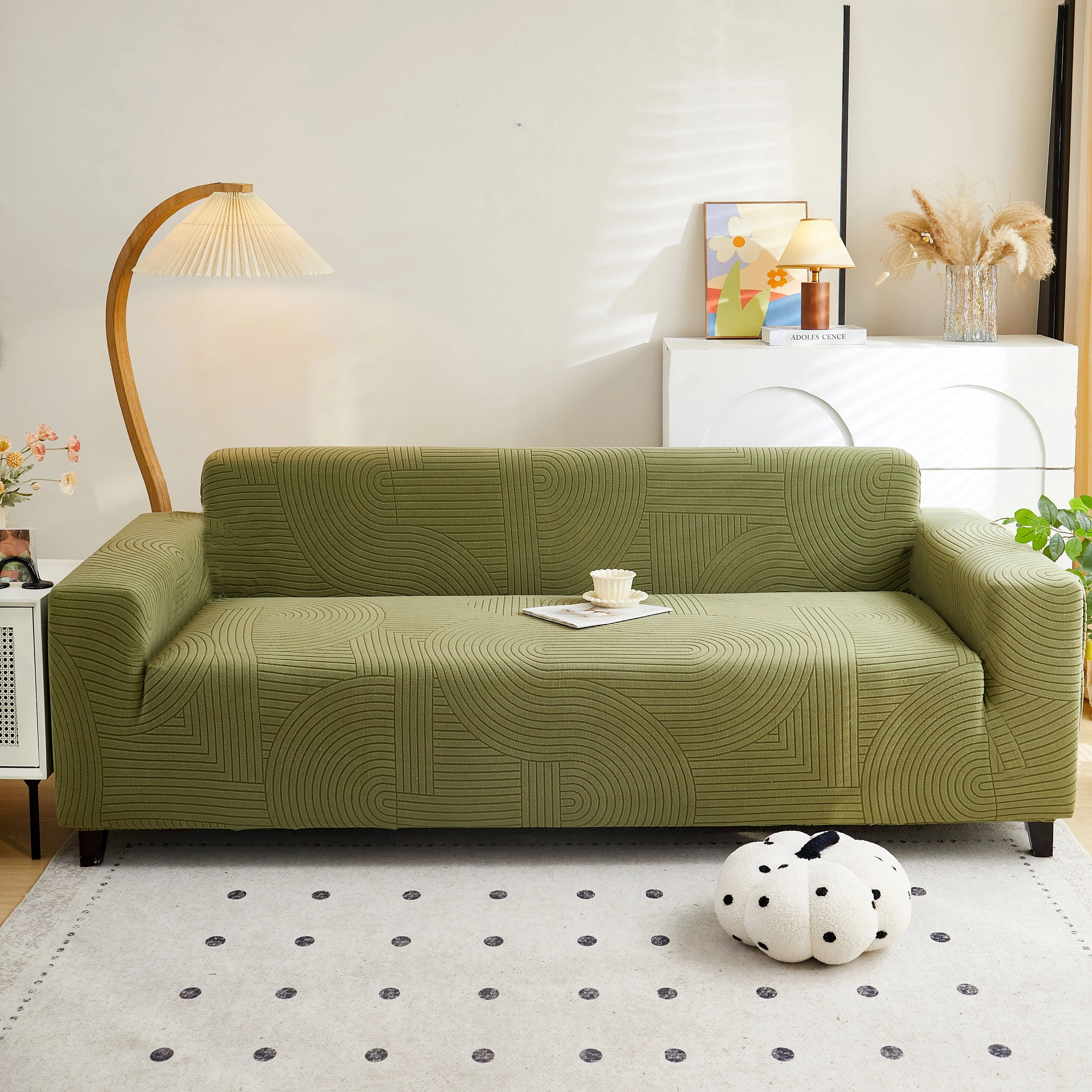 Fleece Stretch Sofa Slipcover Washable Soft Spandex Couch Cover Furniture Protector - Image 43